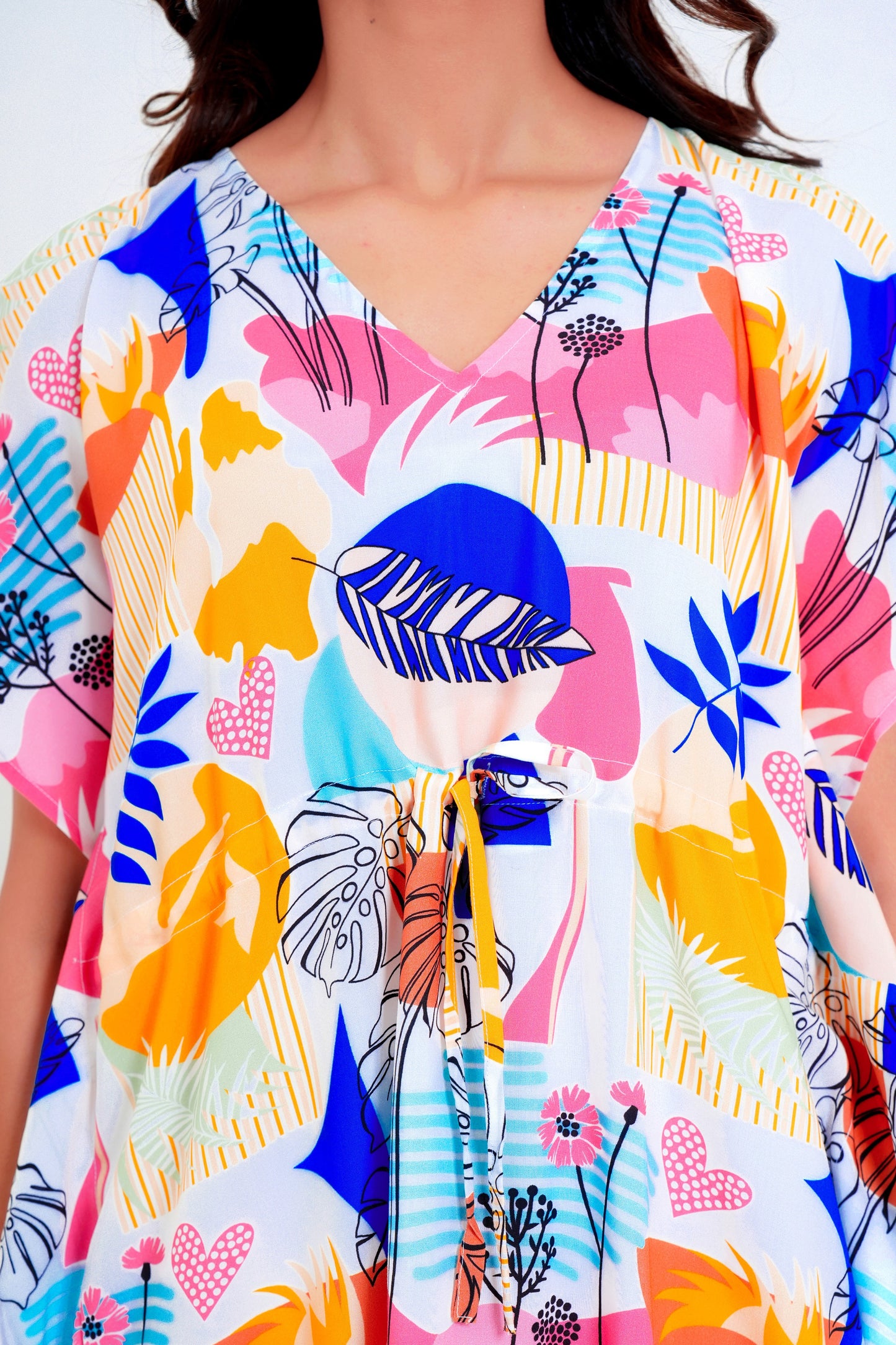 Women’S Kaftan Dress – Elegant Tropical Print Resort Wear For Beach Holidays