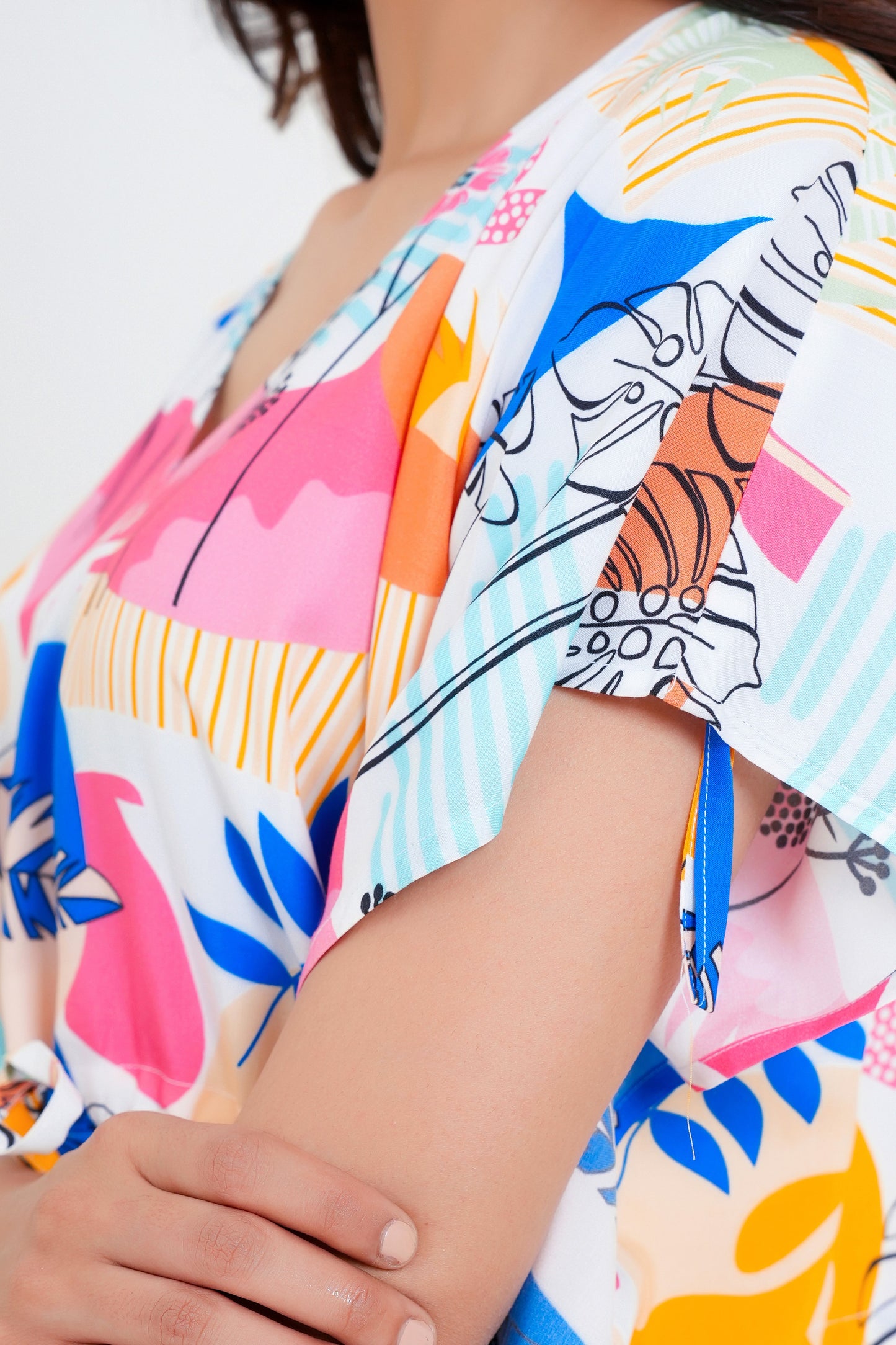 Women’S Kaftan Dress – Elegant Tropical Print Resort Wear For Beach Holidays