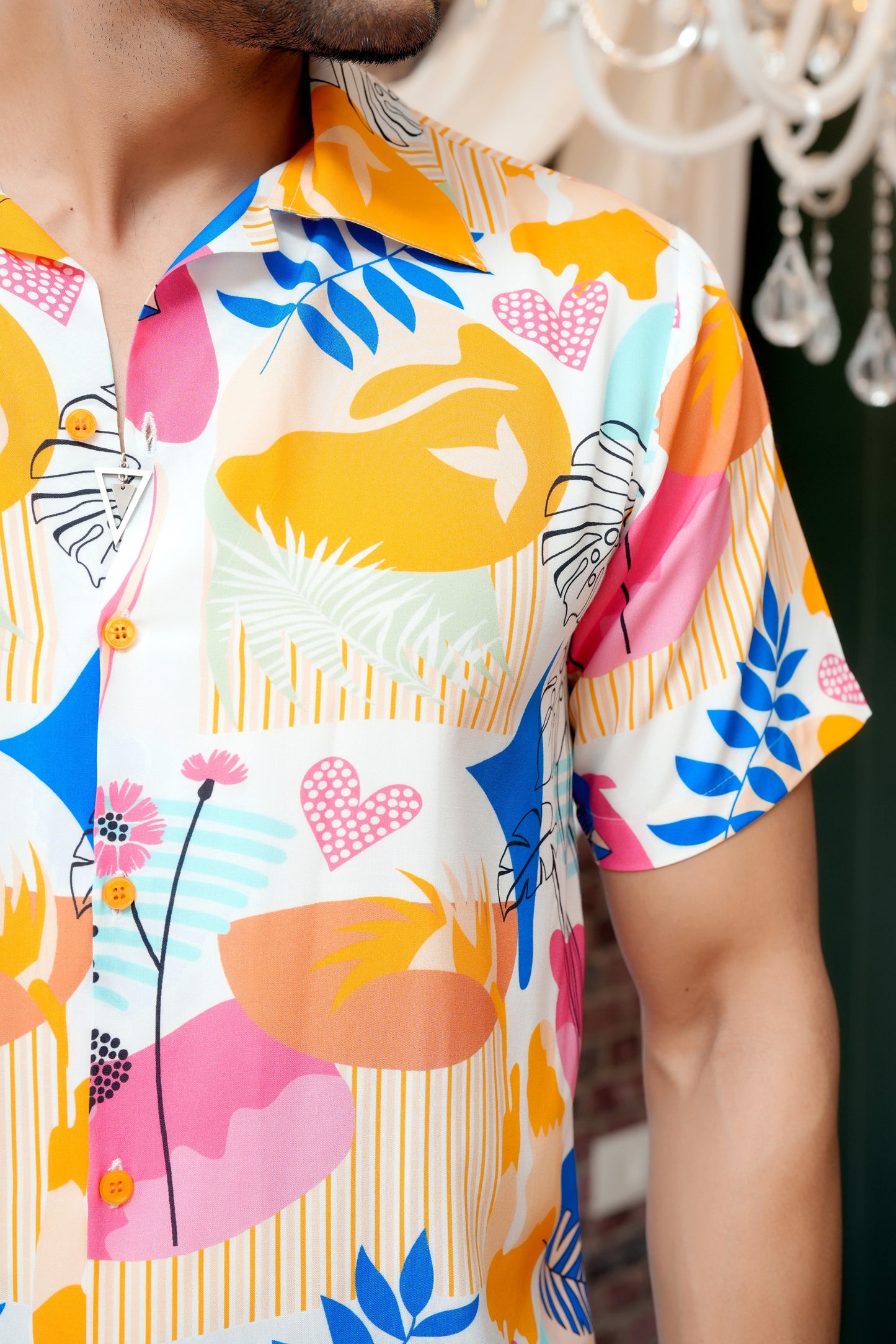 Men’S Tropical Print Shirt – Short Sleeve Shirt For Beach Resort Wear