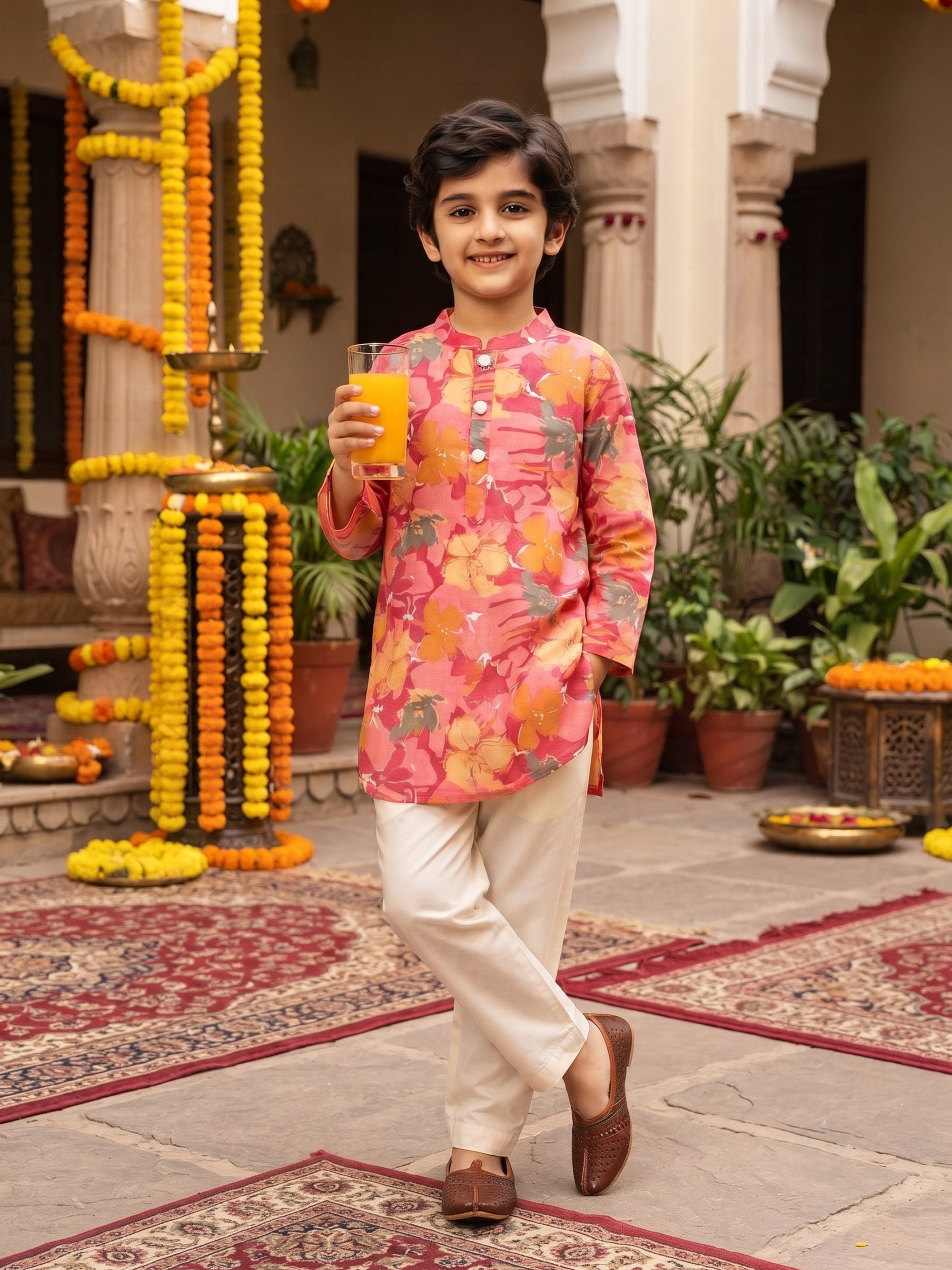 Boys Cotton Kurta Pajama Set – Ethnic Festive Wear