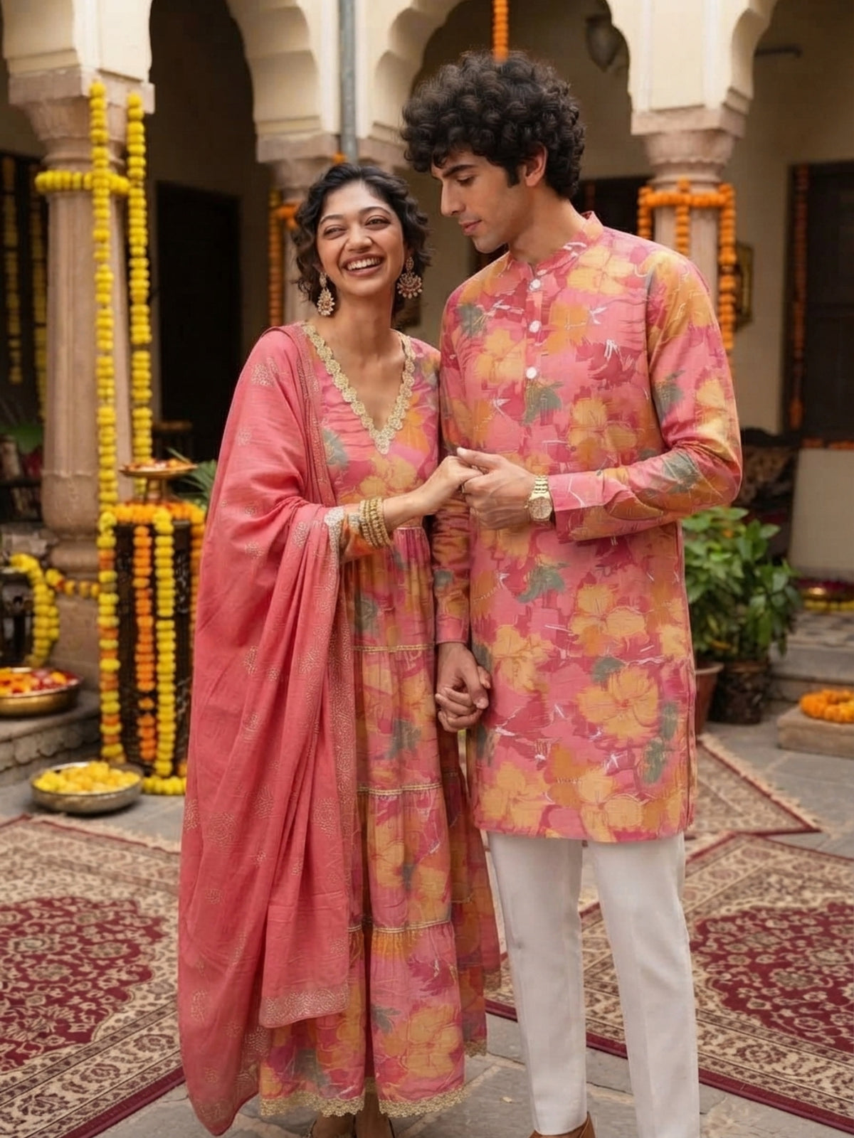 Couple Matching Ethnic Outfits – Cotton Festive Wear