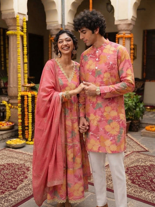 Couple Matching Ethnic Outfits – Cotton Festive Wear