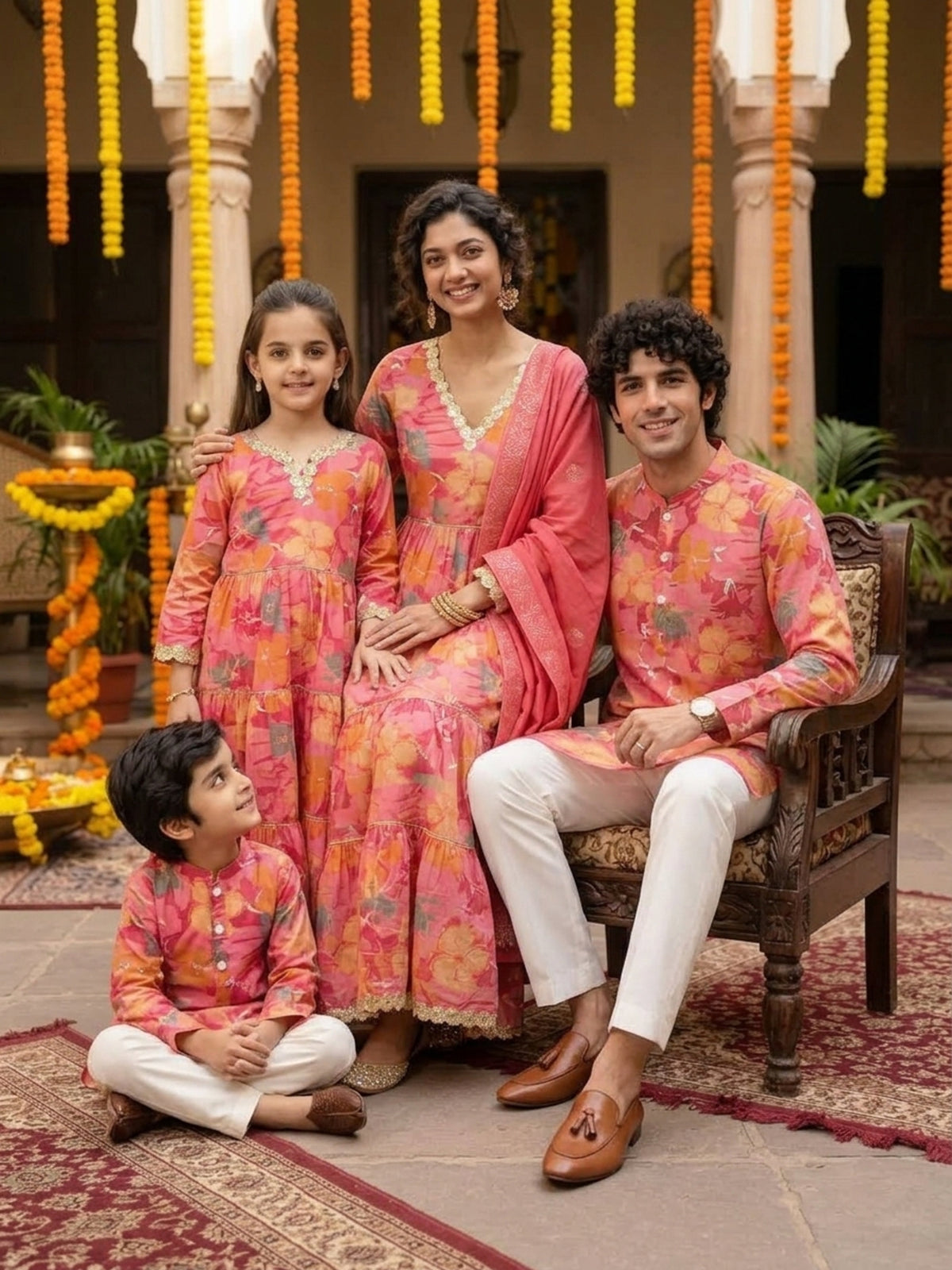 Family Matching Ethnic Outfits – 100% Cotton