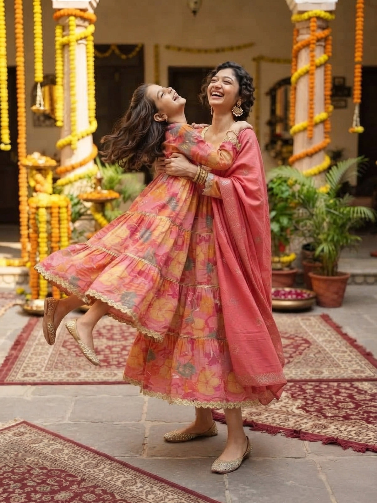 Mother & Daughter Matching Ethnic Set – Cotton Wear