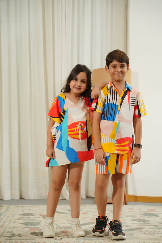 Brother & Sister Matching Outfits – Colorful Family Vacation Wear