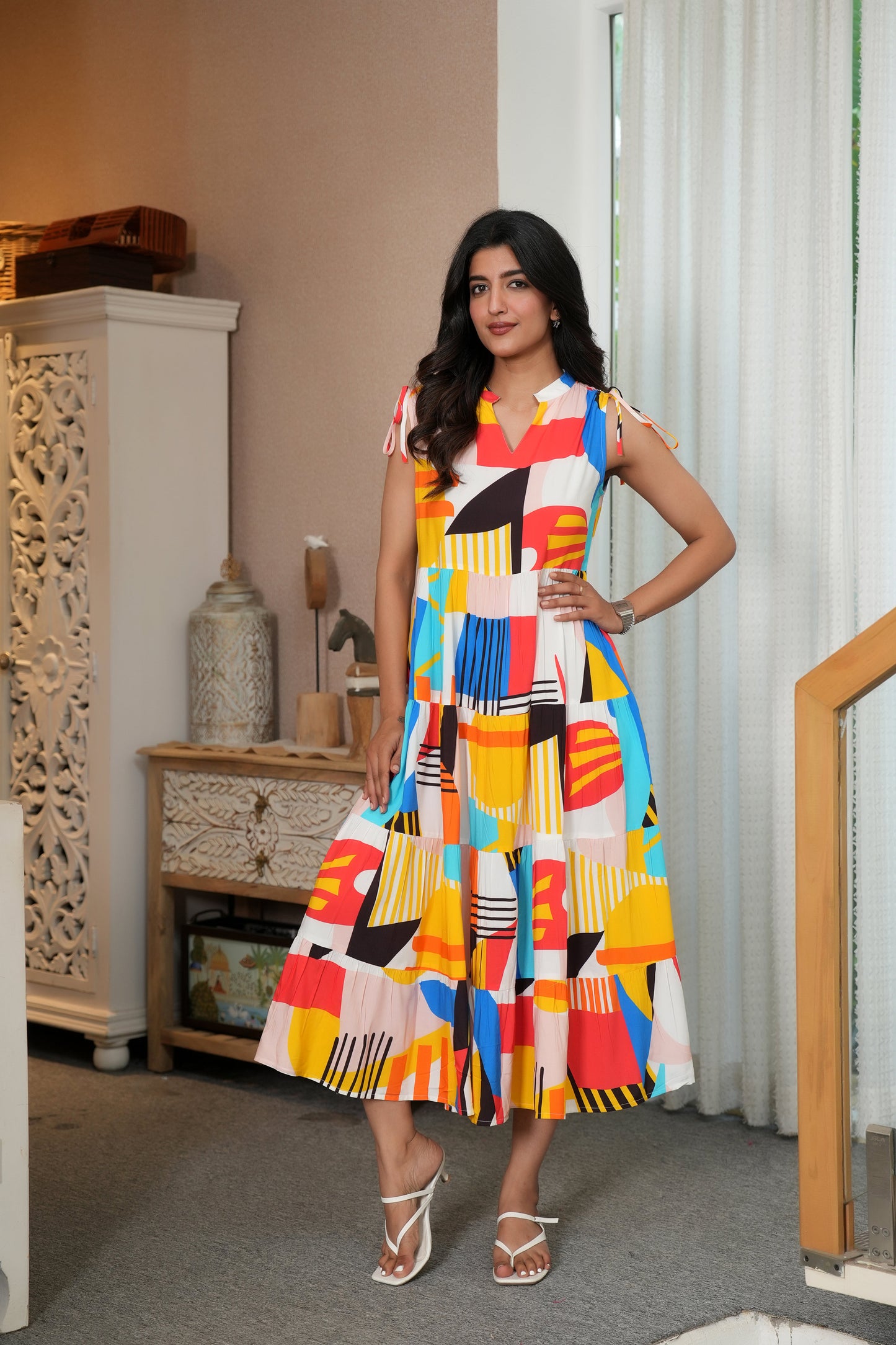 Girl’s Sleeveless Midi Dress – Summer Vacation & Birthday Outfit