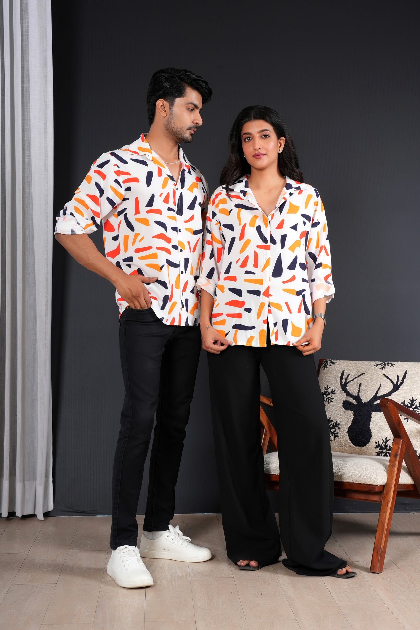Stylish Couple Matching Clothes – Summer Tropical Print Resort Set