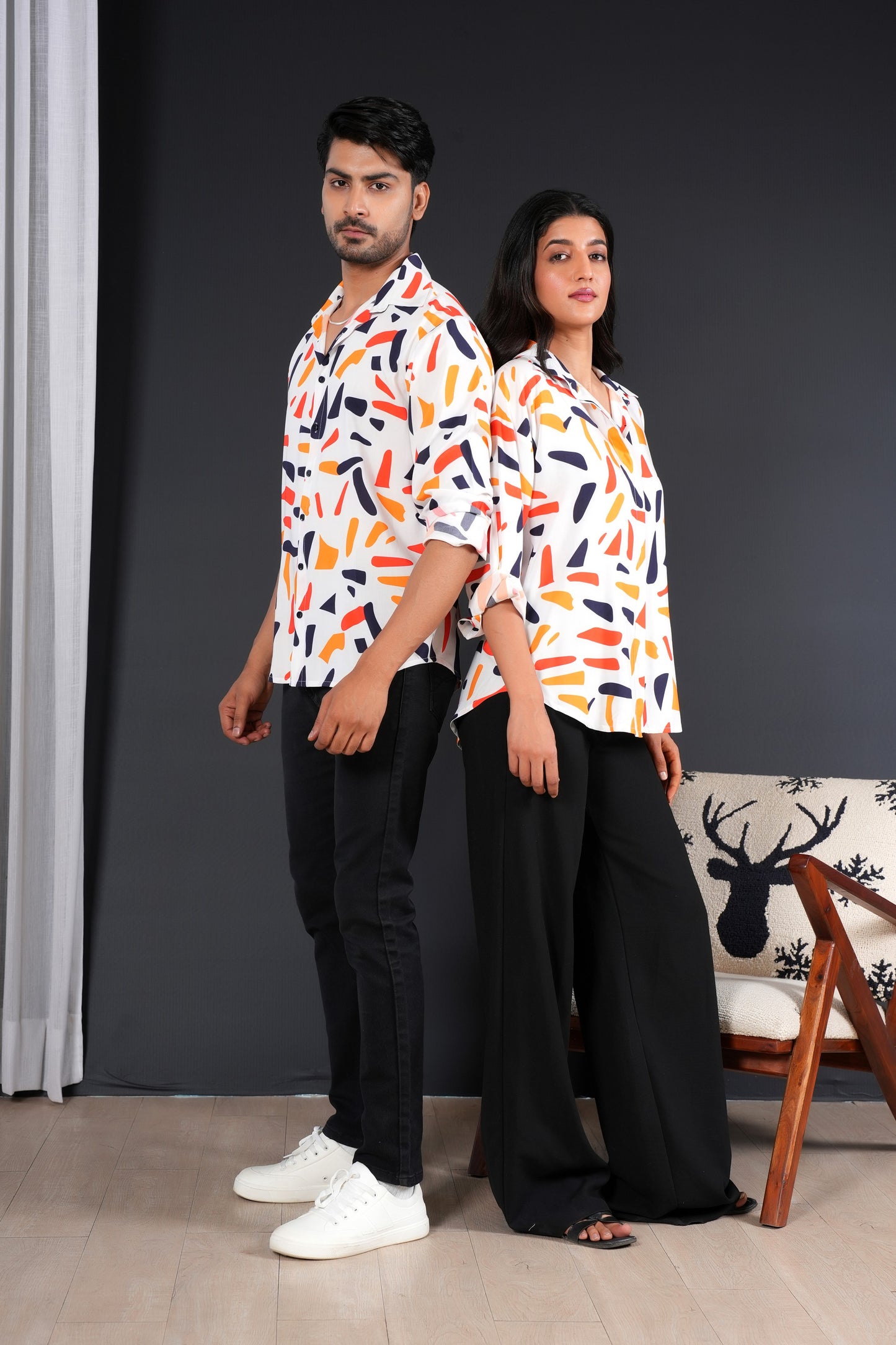 Stylish Couple Matching Clothes – Summer Tropical Print Resort Set
