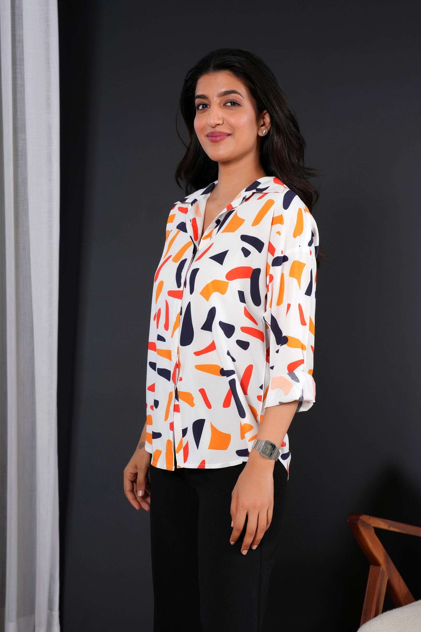 Women's Full Sleeve Shirt – Tropical Print Viscose Resort Wear