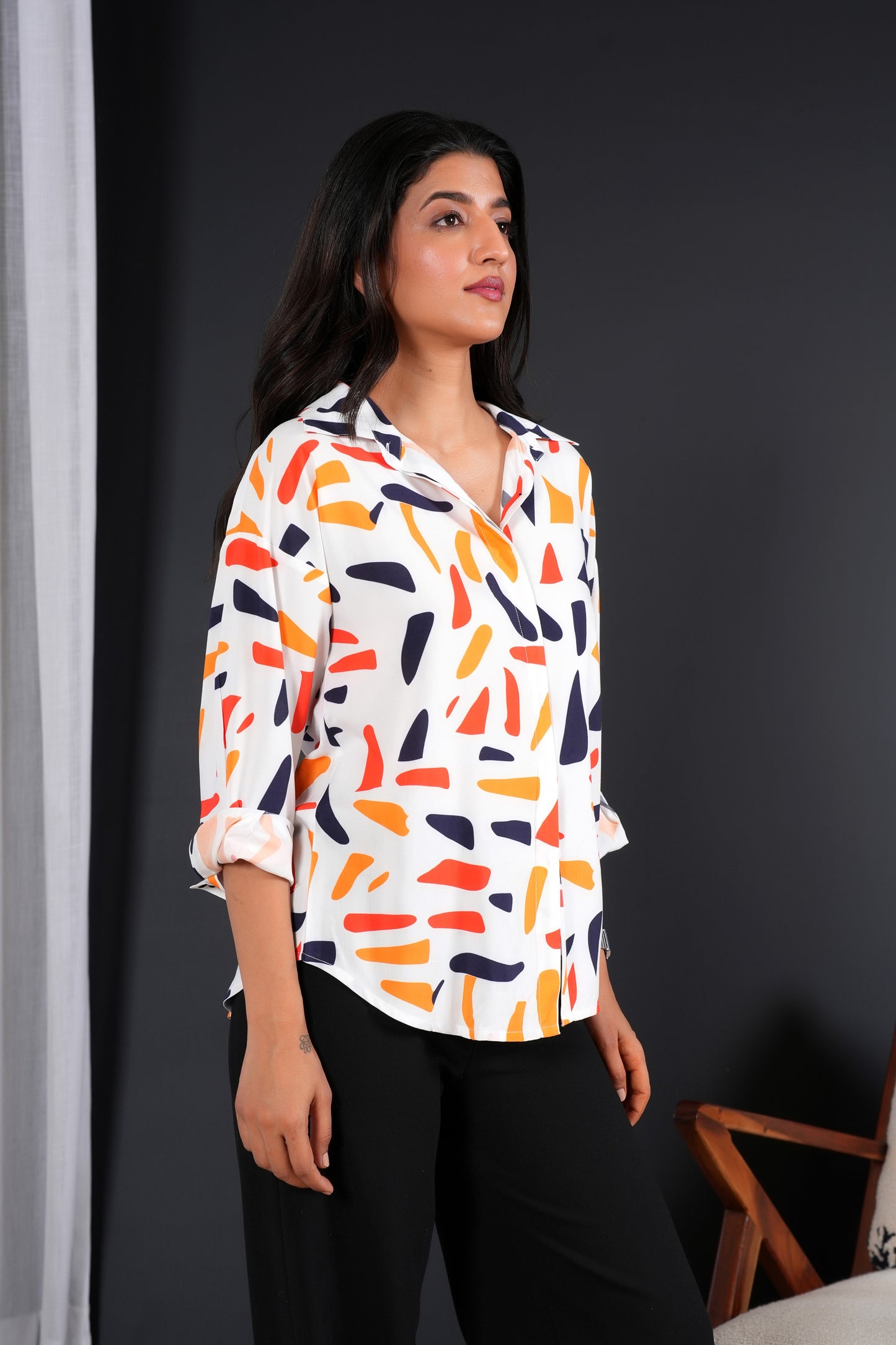 Women's Full Sleeve Shirt – Tropical Print Viscose Resort Wear