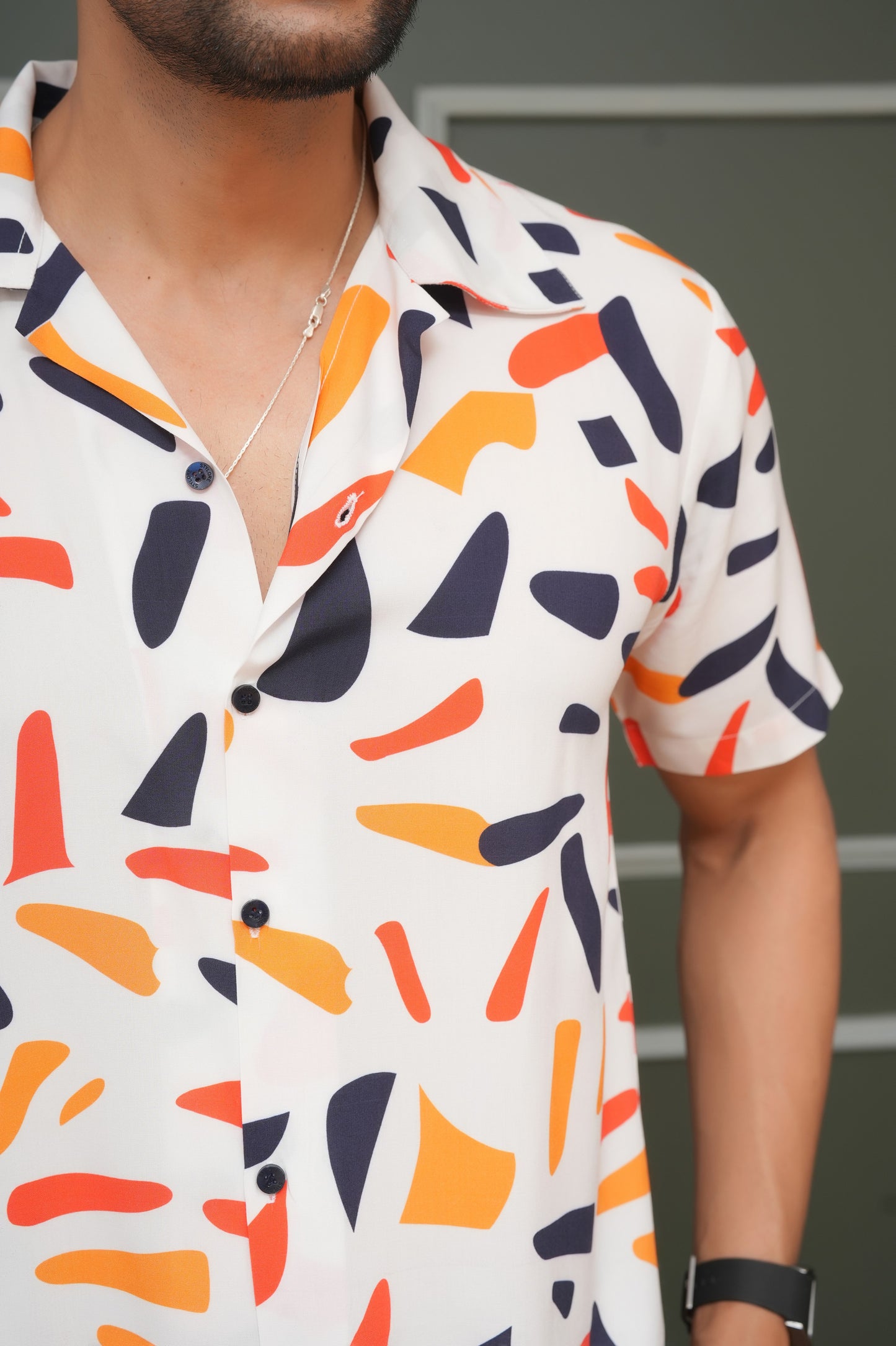 Men’s Tropical Co-Ord Set – Cabana Collar Shirt & Shorts Vacation Wear