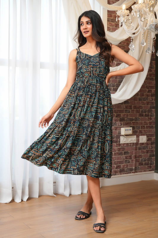 Women’  Printed Midi Dress – Resortwear Style