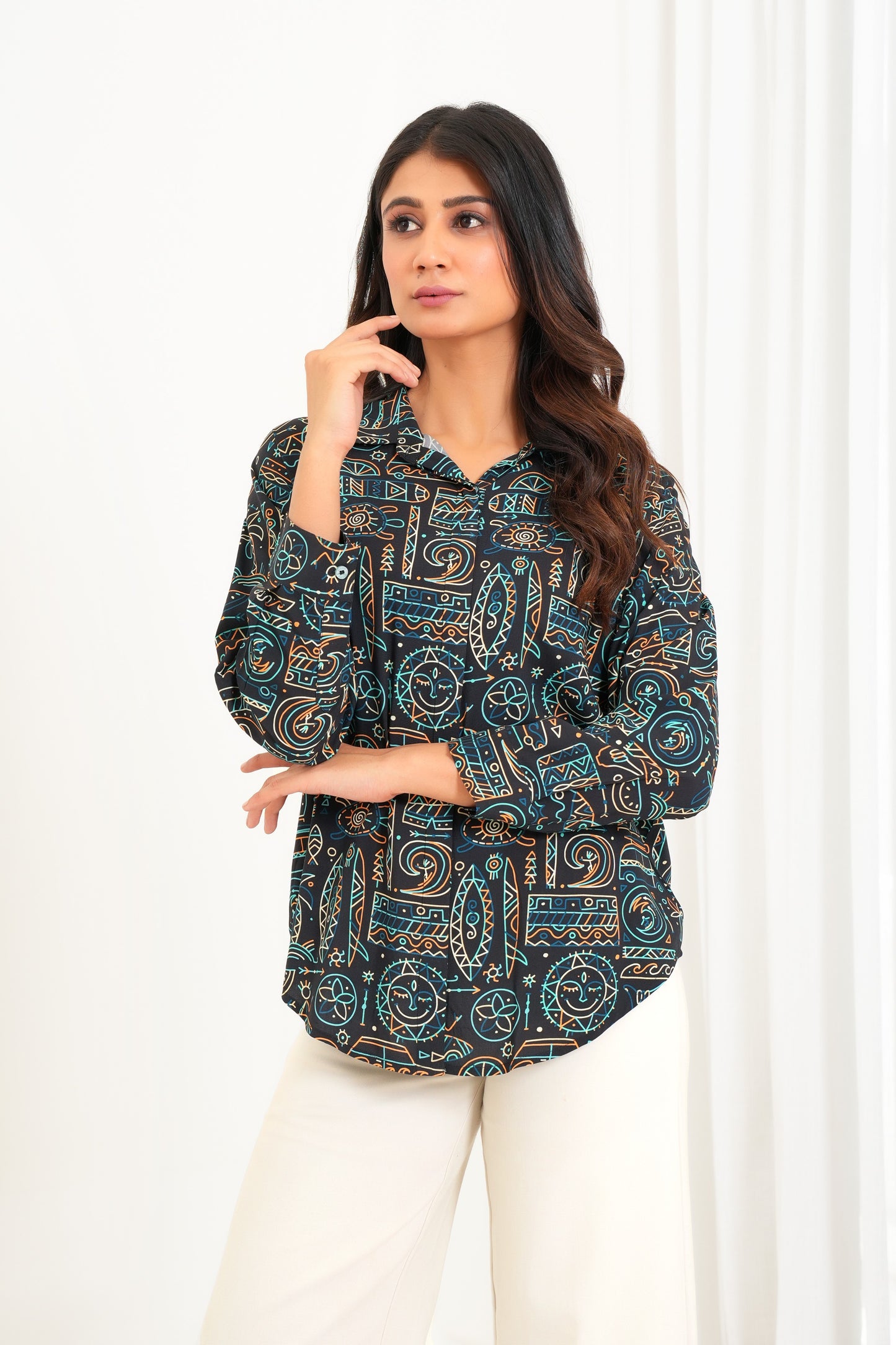 Women’s Tropical Print Shirt - Resortwear Style