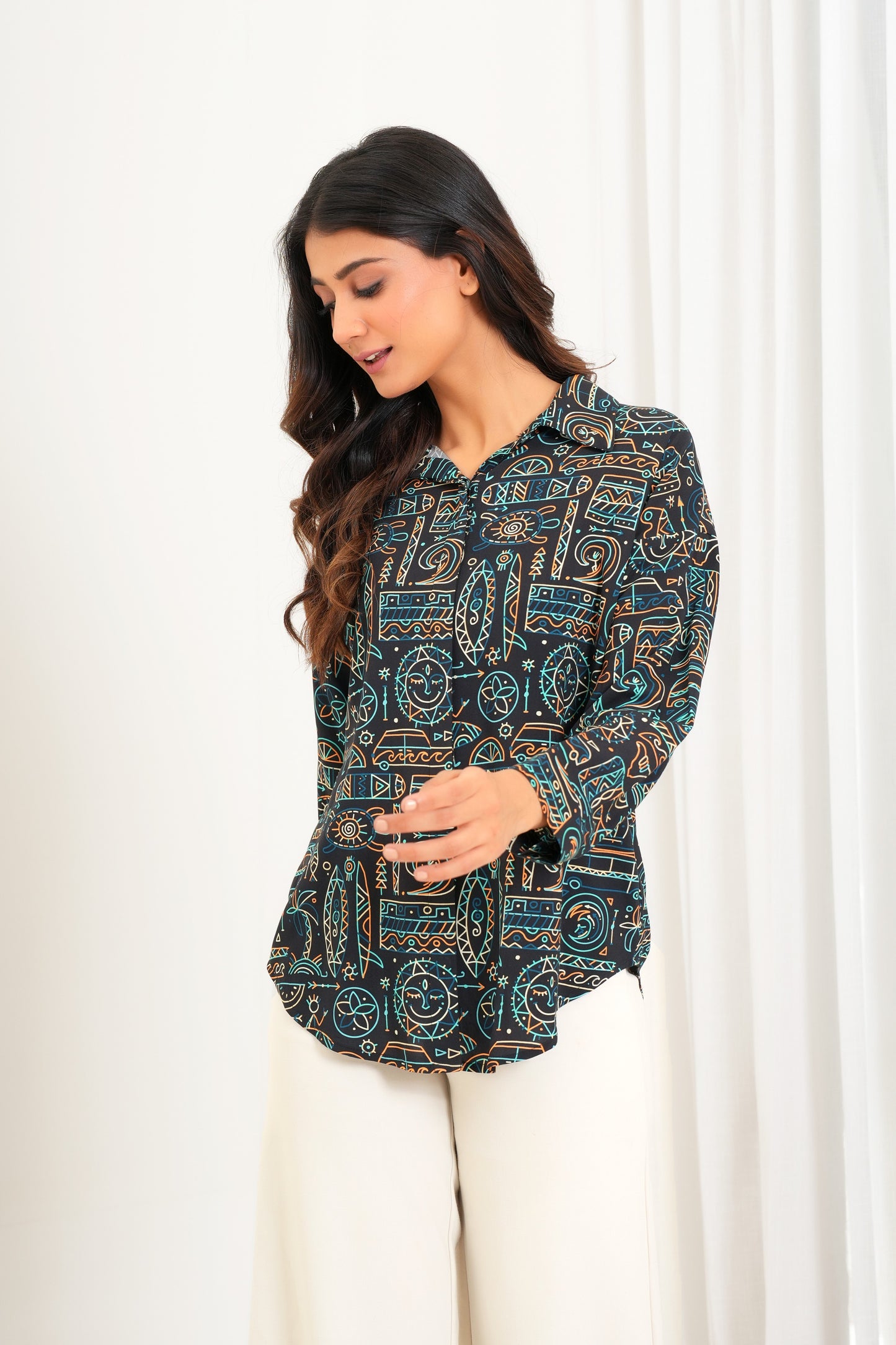 Women’s Tropical Print Shirt - Resortwear Style