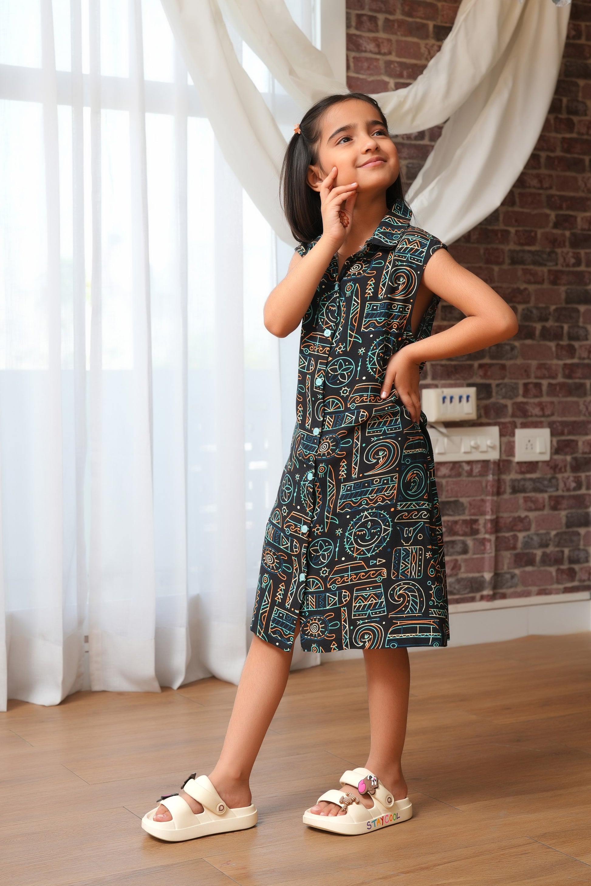 Girls' A-Line Dress Sleeveless Printed Summer Look TheStylore Girls' A-Line Dress Sleeveless Printed Summer Look TheStylore