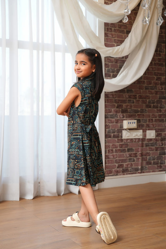 Girls’ A-Line Dress – Sleeveless Printed Summer Look