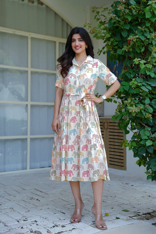 Womens Printed Midi Dress – Tropical Beach Vacation Pool Party and Resort Holiday Outfit