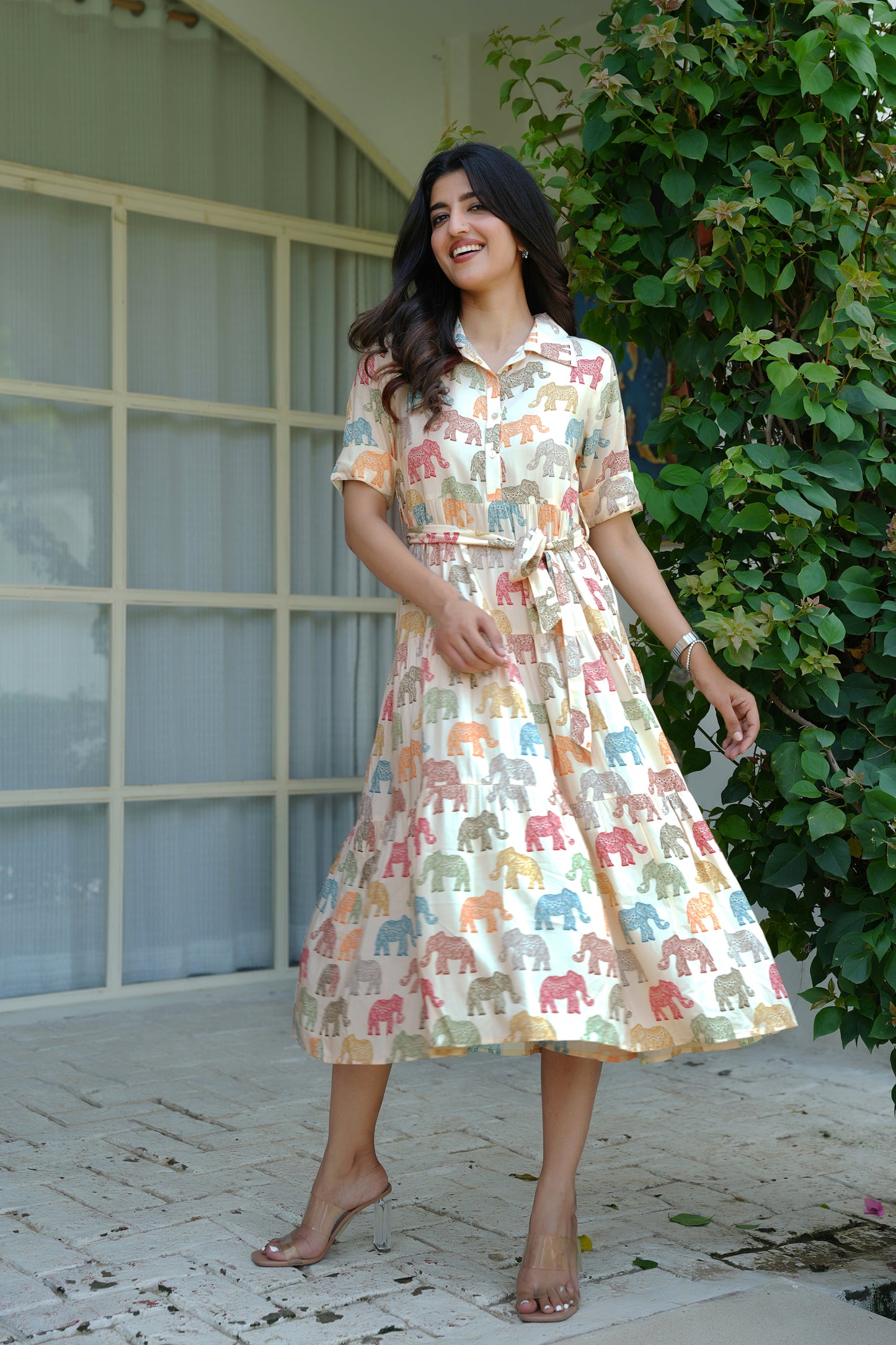 Womens Printed Midi Dress – Tropical Beach Vacation Pool Party and Resort Holiday Outfit