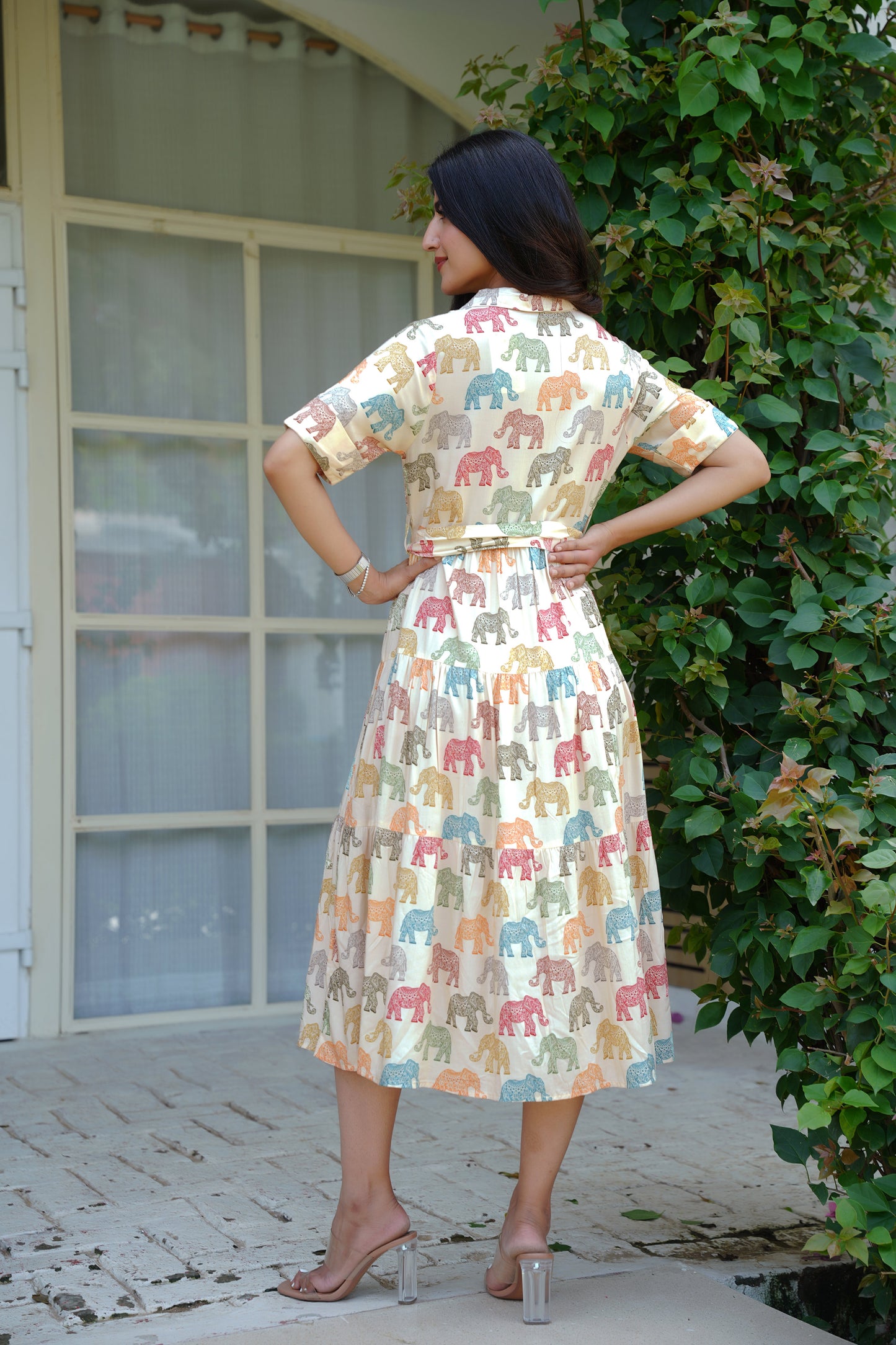 Womens Printed Midi Dress – Tropical Beach Vacation Pool Party and Resort Holiday Outfit