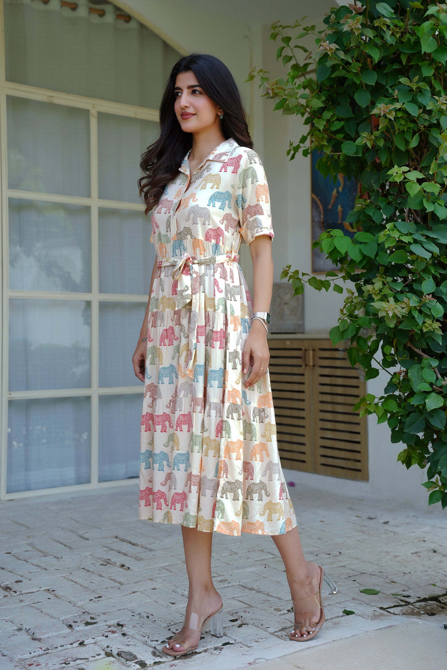 Womens Printed Midi Dress – Tropical Beach Vacation Pool Party and Resort Holiday Outfit