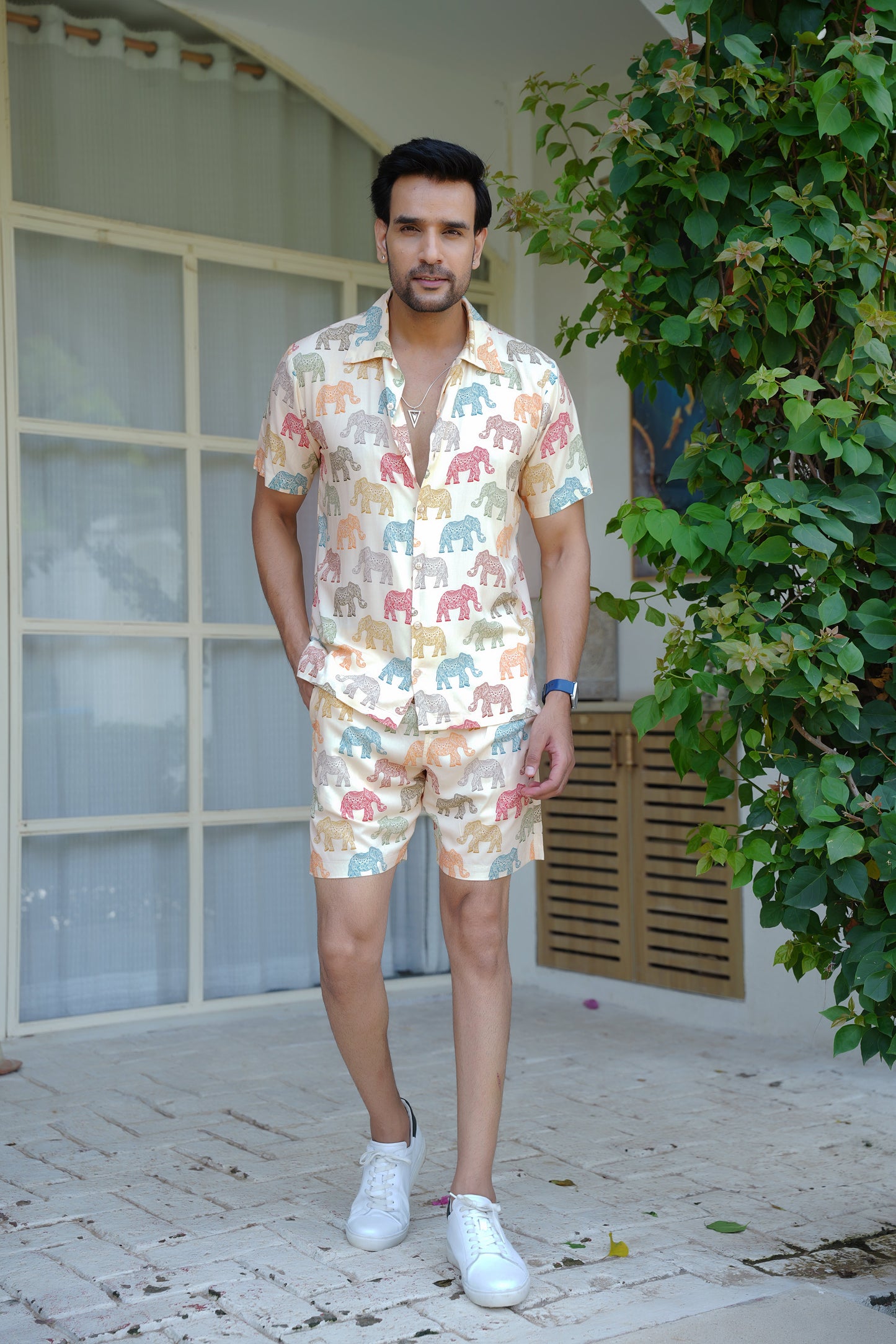 Mens Beach Co Ord Set – Tropical Shirt and Shorts Outfit for Vacation Pool Party and Resort Holiday