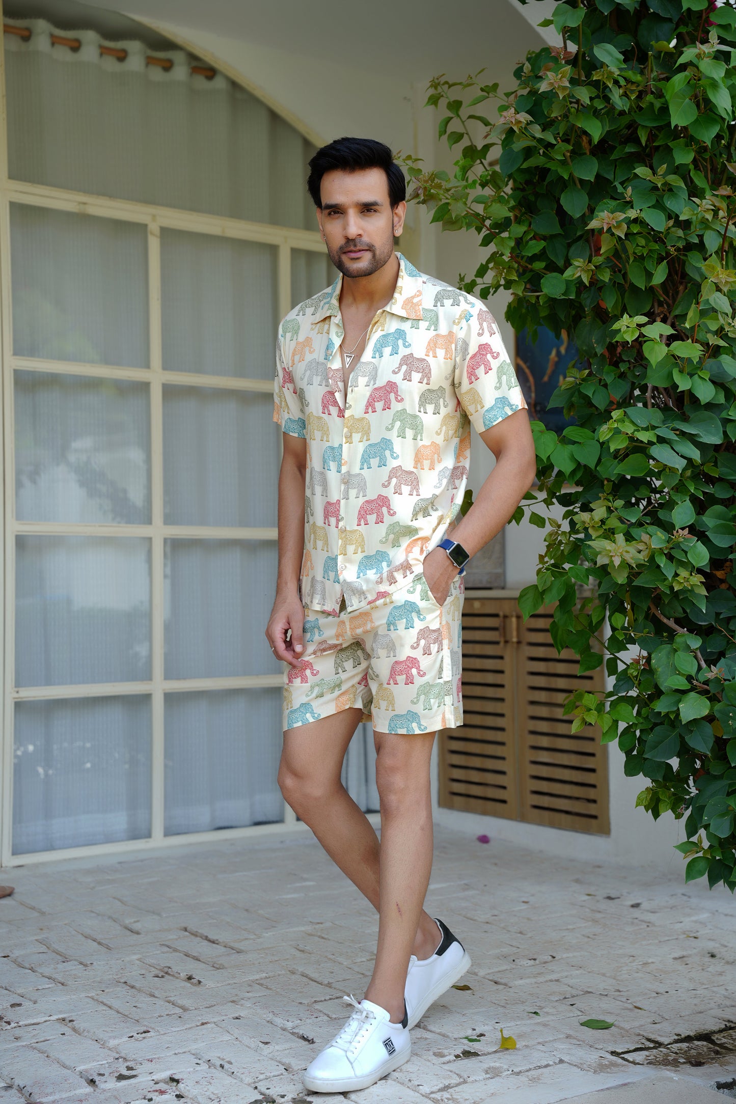 Mens Beach Co Ord Set – Tropical Shirt and Shorts Outfit for Vacation Pool Party and Resort Holiday