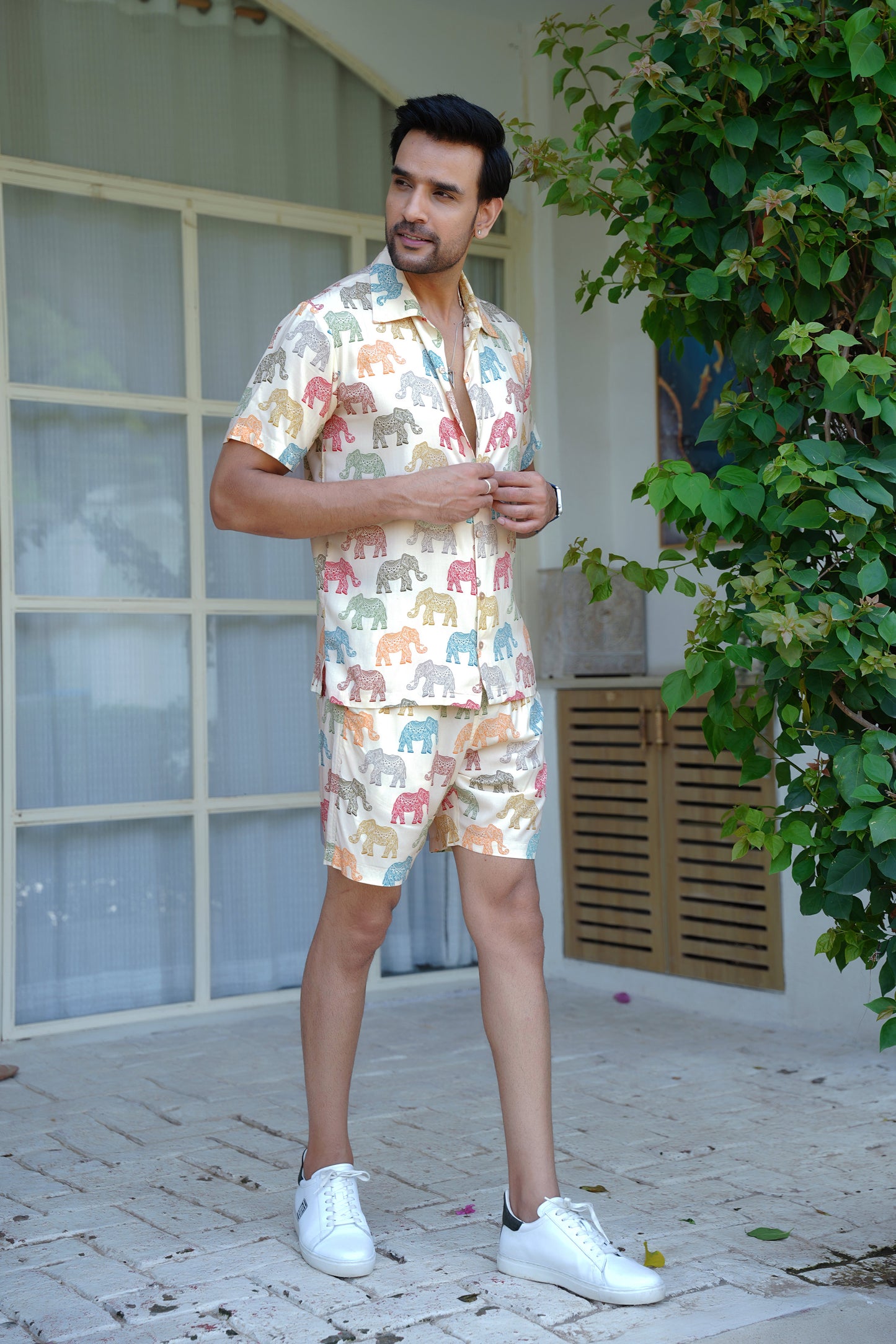 Mens Beach Co Ord Set – Tropical Shirt and Shorts Outfit for Vacation Pool Party and Resort Holiday