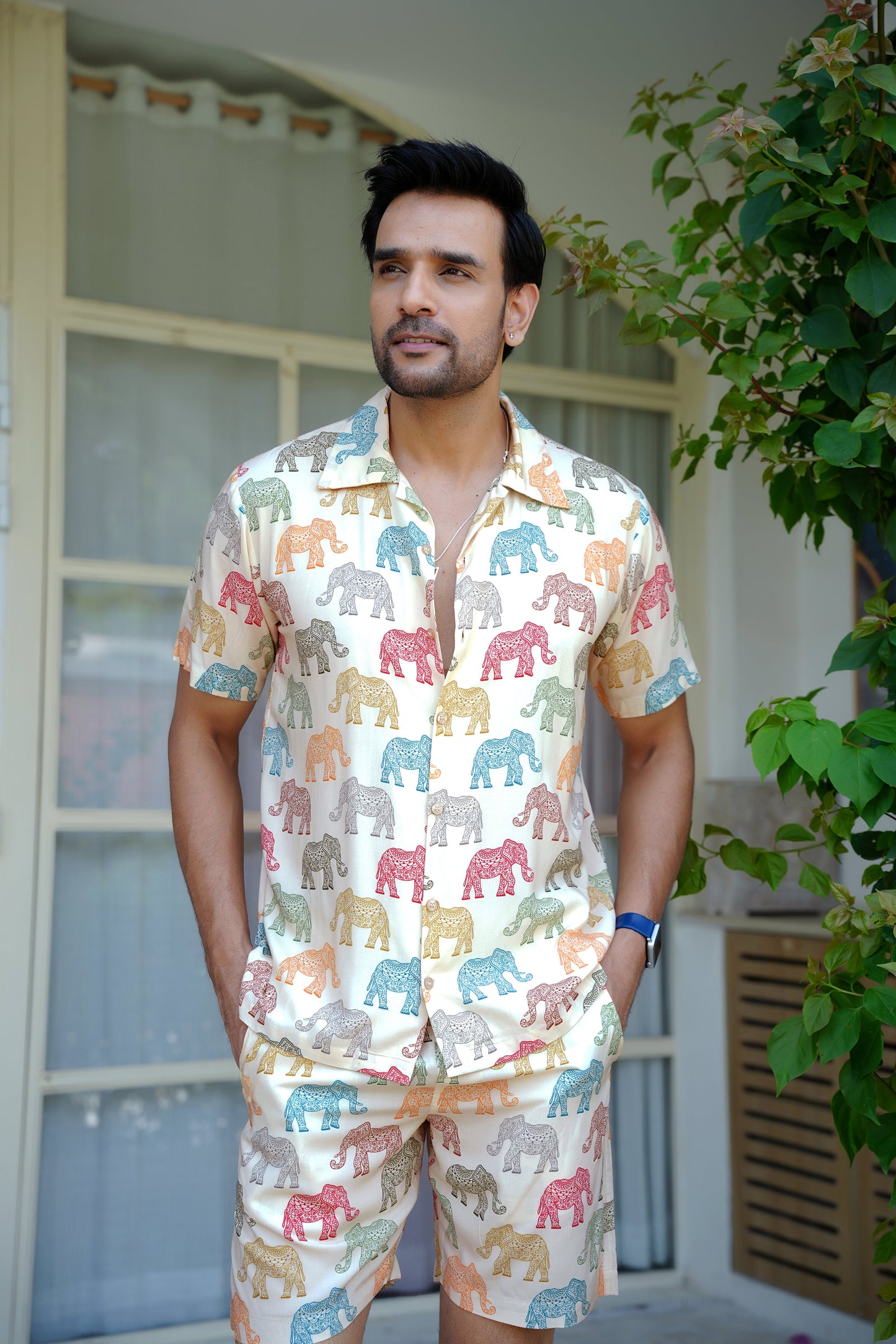 Mens Beach Co Ord Set – Tropical Shirt and Shorts Outfit for Vacation Pool Party and Resort Holiday