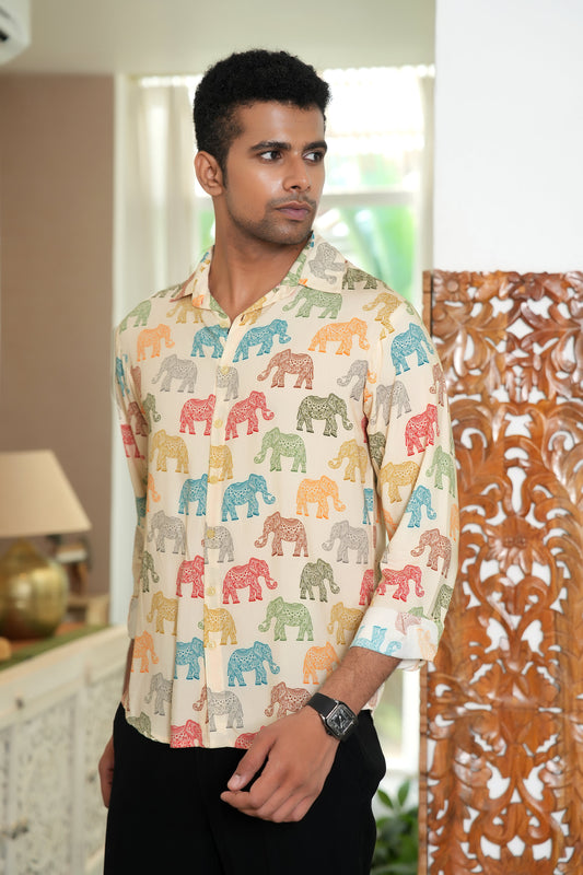 Mens Full Sleeve Resort Shirt – Vacation Dinner Honeymoon Trip and Beach Party Wear