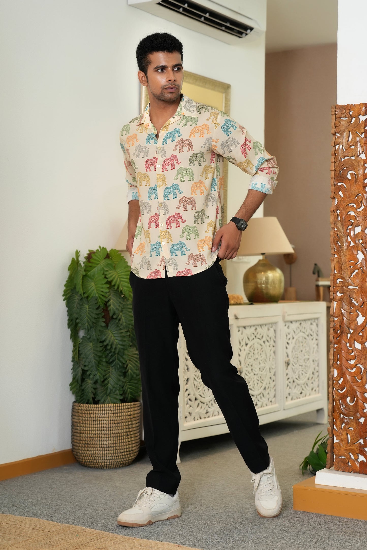 Mens Full Sleeve Resort Shirt – Vacation Dinner Honeymoon Trip and Beach Party Wear