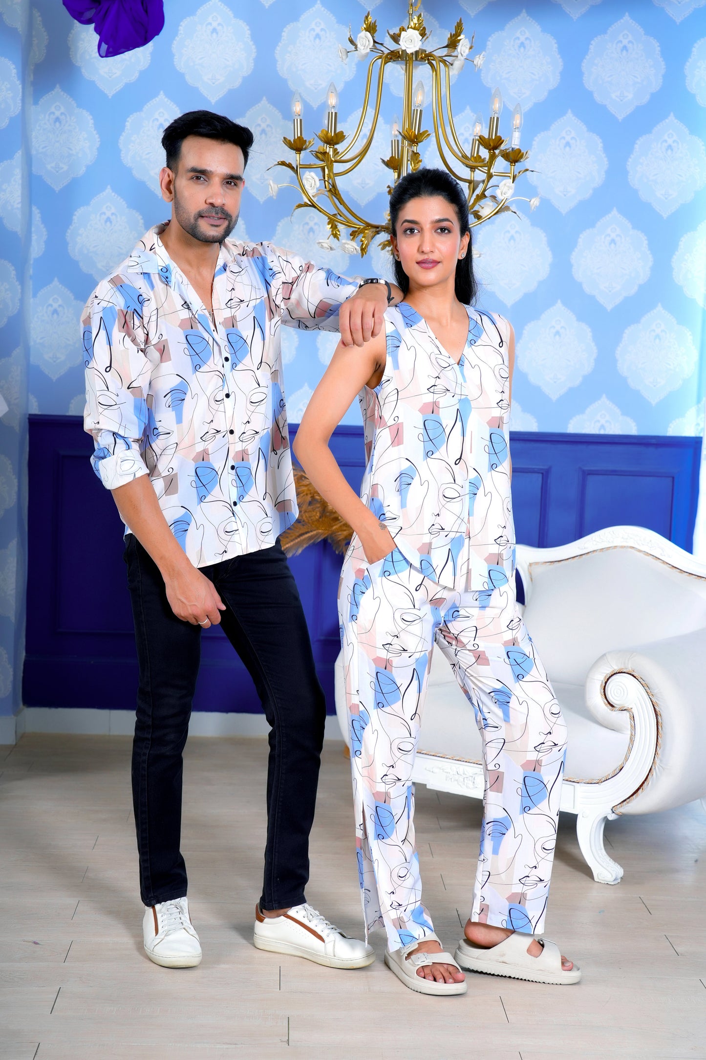 Couple Matching Outfits – Tropical Vacation Resort Wear Set
