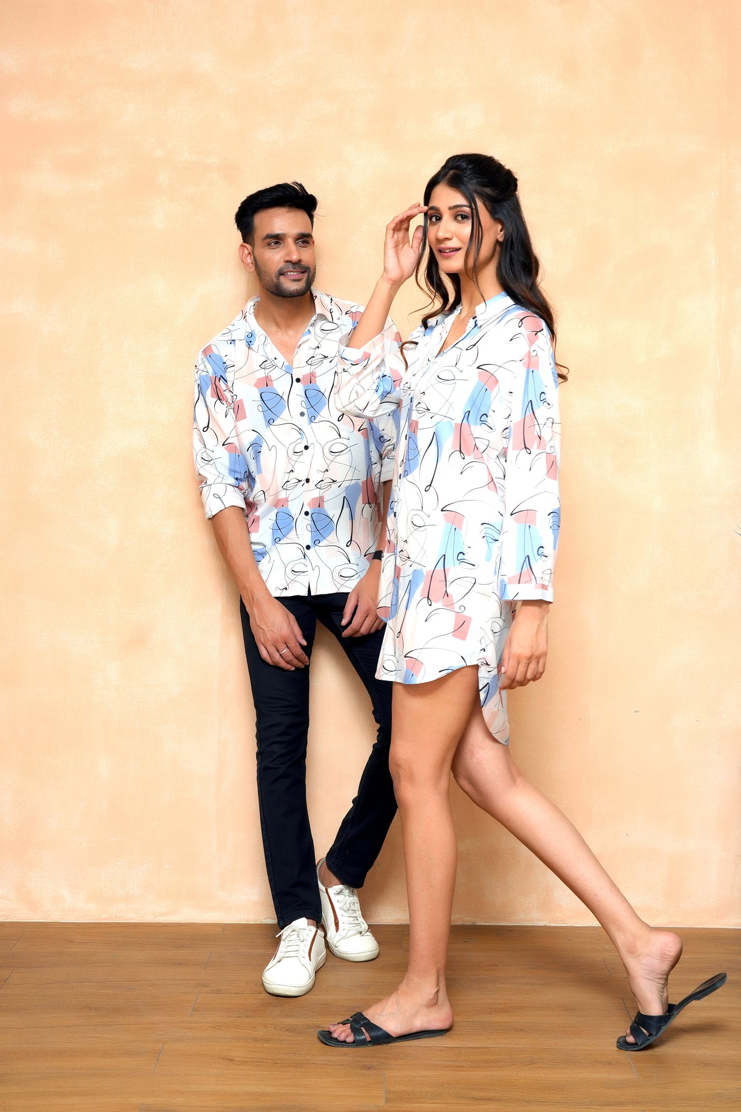 Matching Holiday Outfits for Couples – Printed Tropical Resort Wear