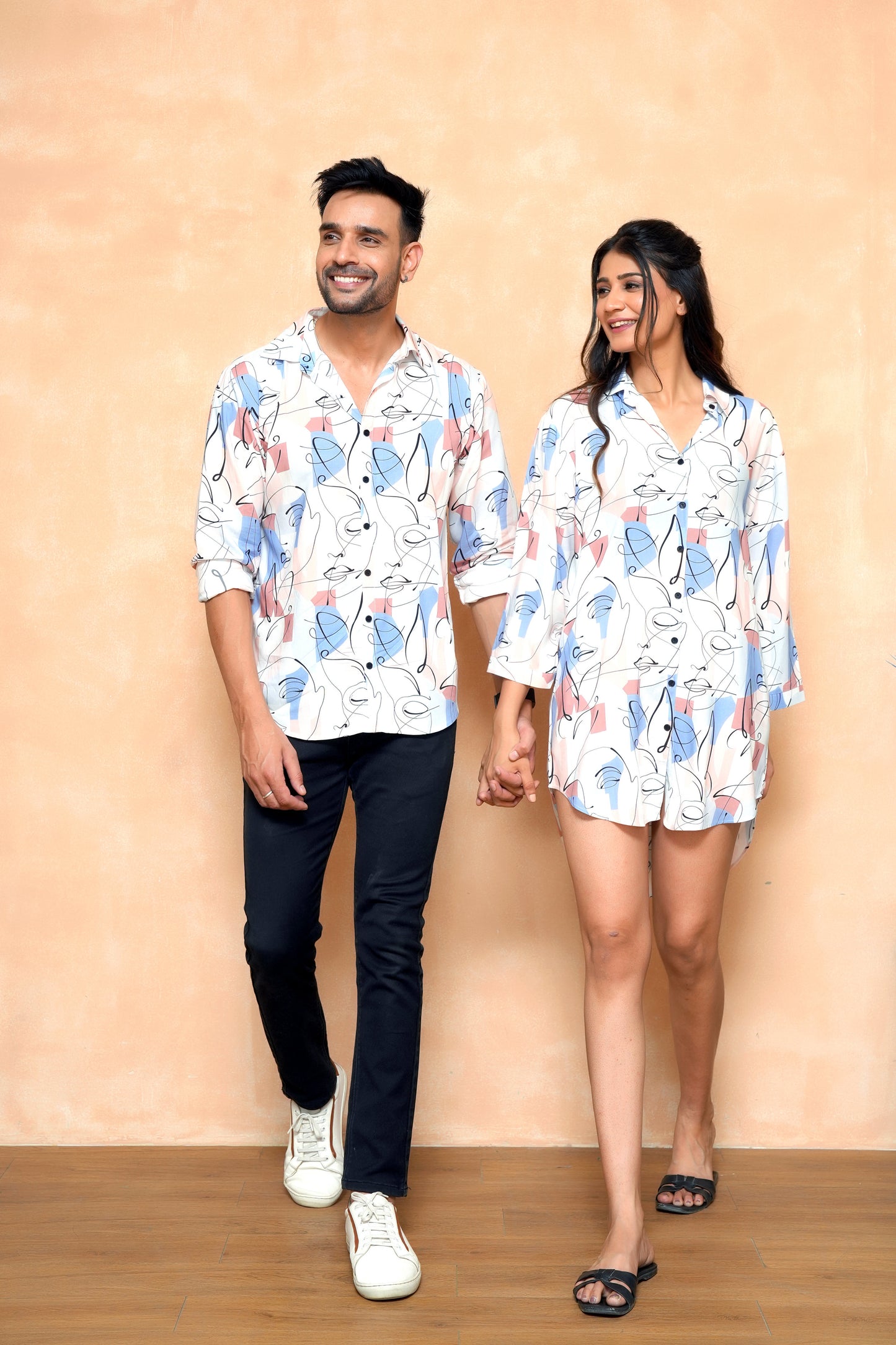 Matching Holiday Outfits for Couples – Printed Tropical Resort Wear