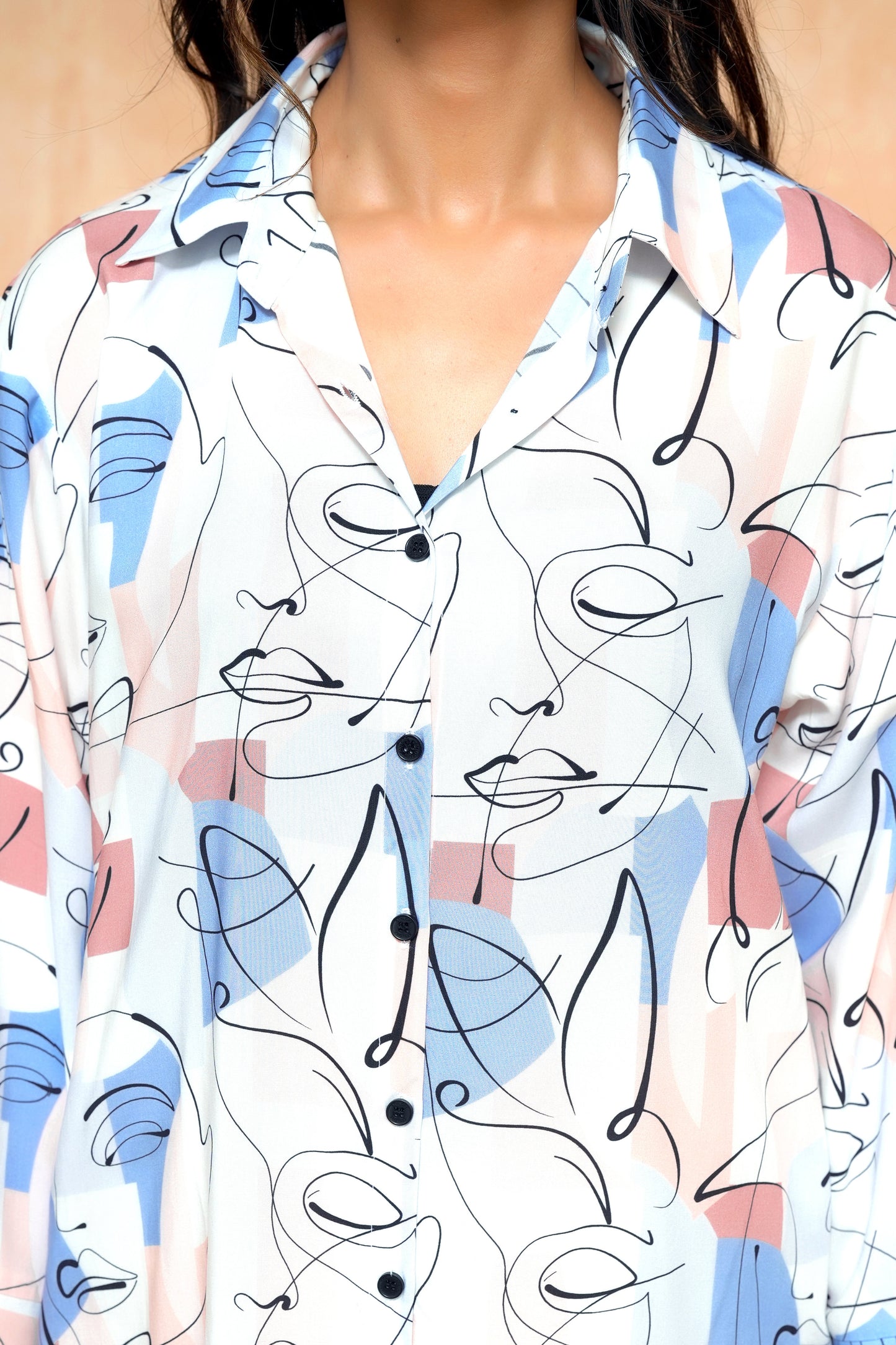 Long Full Sleeve Shirt Dress for Women – Elegant Tropical Cover-Up