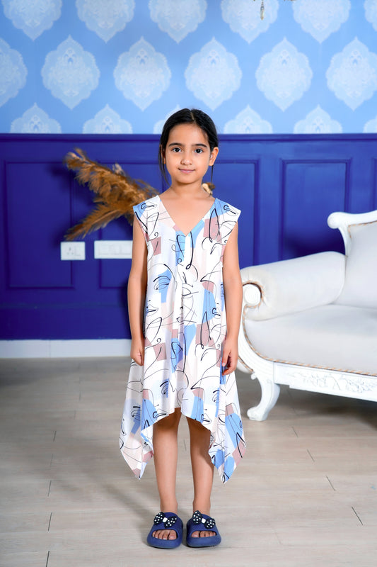 Girls' Sleeveless Midi A-Line Dress – Lightweight Summer Outfit