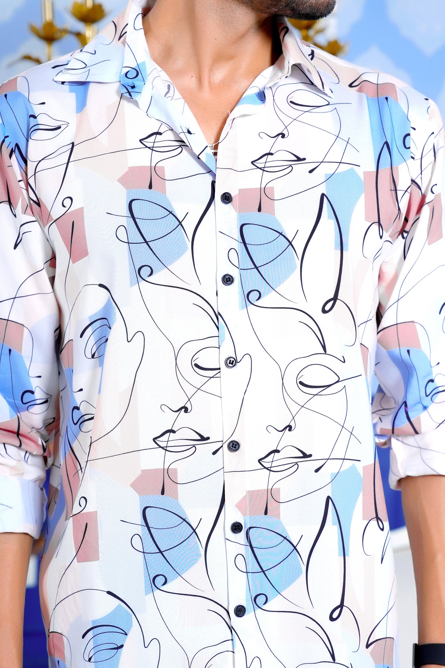 Men’s Full Sleeve Shirt – Tropical Print Lightweight Holiday Wear