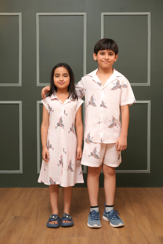 Tropical Print Matching Outfits for Siblings – Lightweight Kids' Holiday Wear