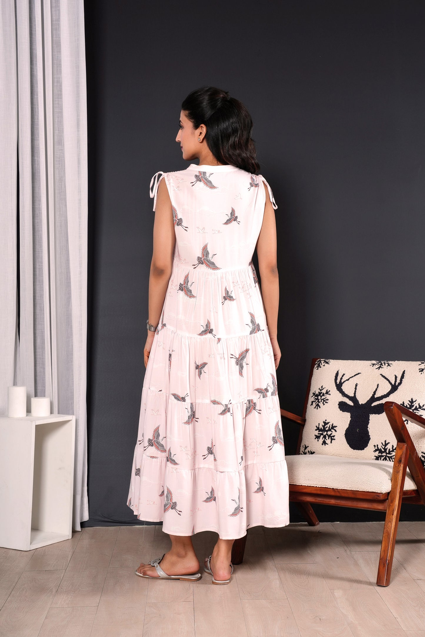 Women’s Sleeveless A-Line Midi Dress – Lightweight Beach Style