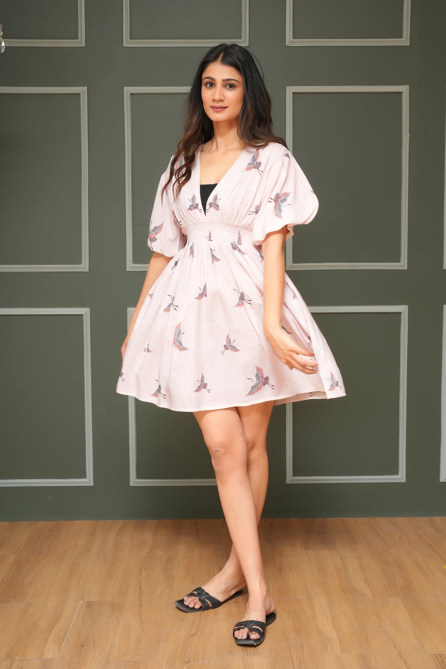 Short A-Line Dress for Women – Tropical Printed Vacation Wear