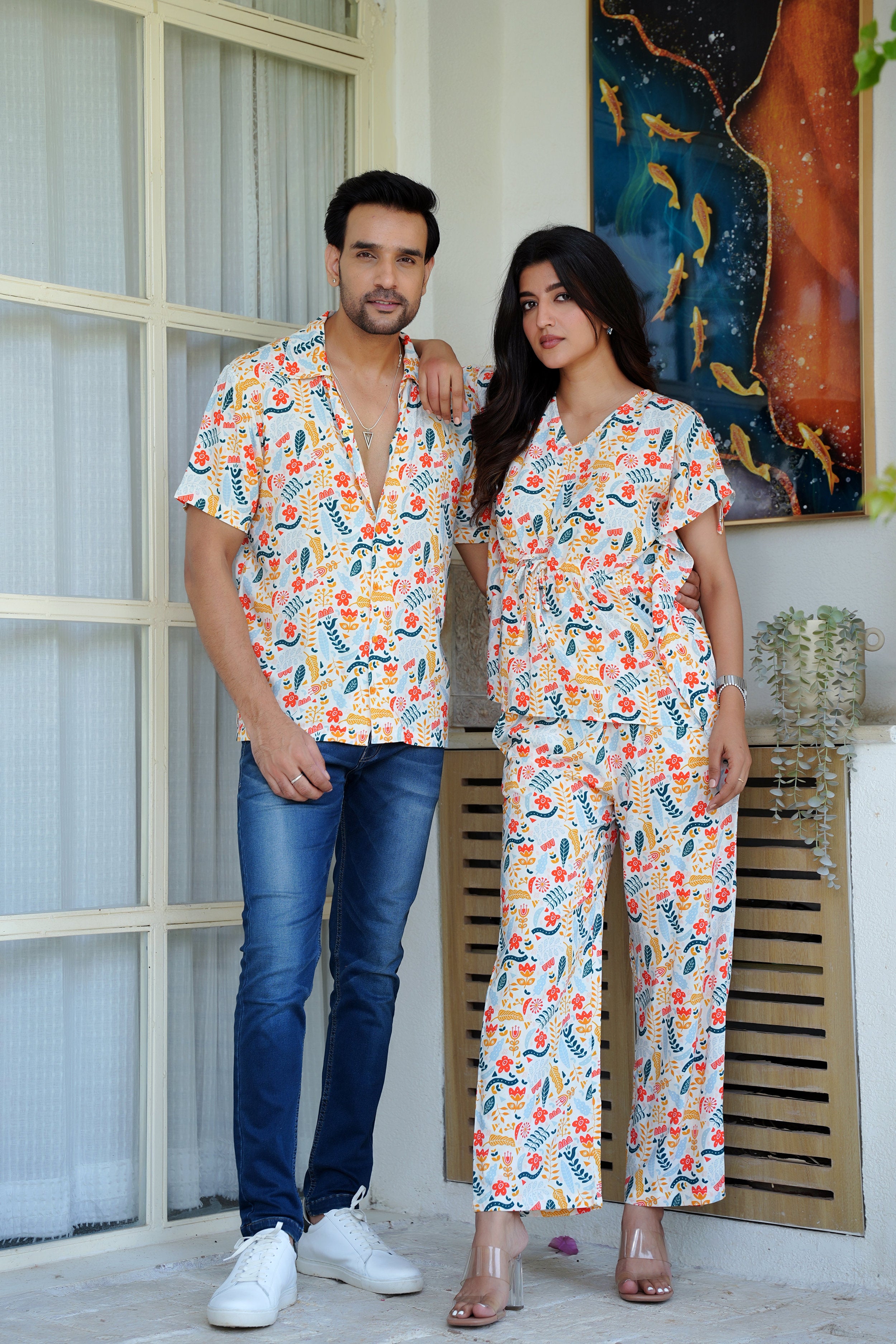 Couple Matching Vacation Outfit – Dress Set for Anniversary Dinner and Beach Getaway