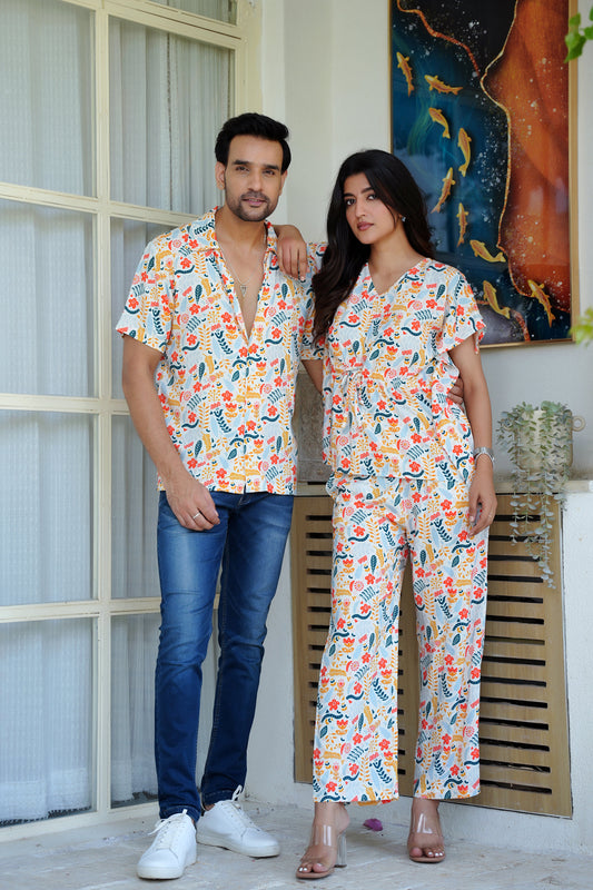 Couple Matching Vacation Outfit – Dress Set for Anniversary Dinner and Beach Getaway