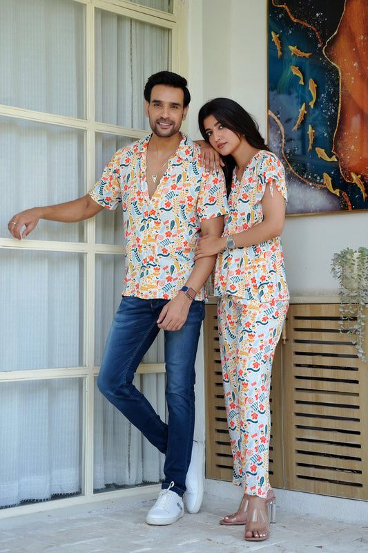 Couple Matching Vacation Outfit – Dress Set for Anniversary Dinner and Beach Getaway