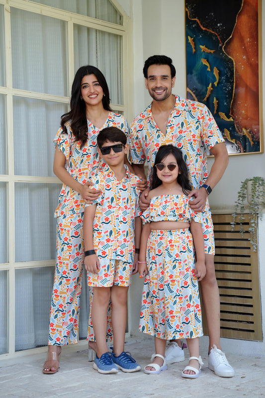 Family Matching Beach Outfits – Tropical Vacation Wear for Parents Kids and Birthday Holiday