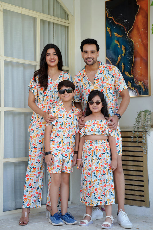 Family Matching Beach Outfits – Tropical Vacation Wear for Parents Kids and Birthday Holiday
