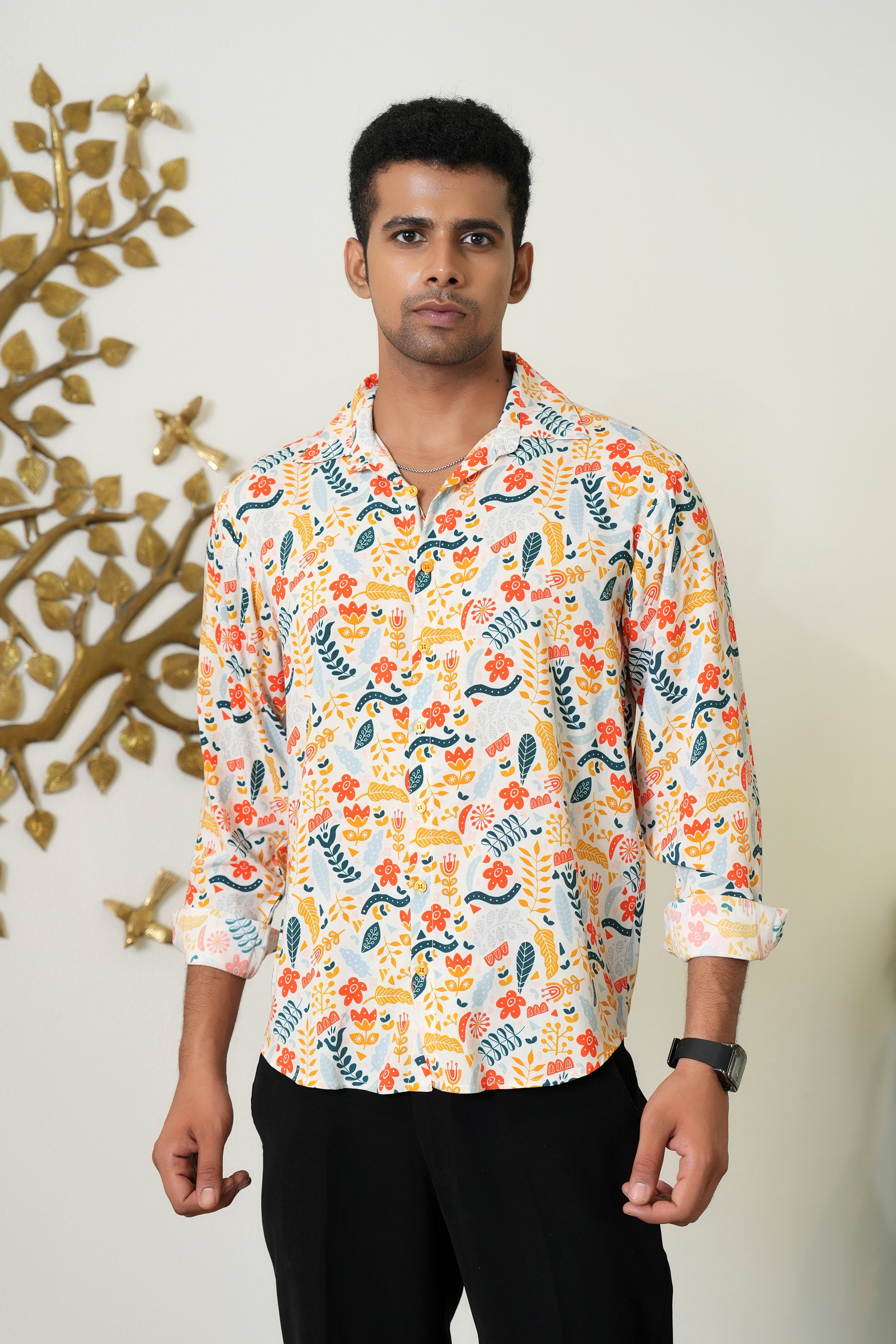 Mens Full Sleeve Resort Shirt – Vacation Dinner Honeymoon Trip and Beach Party Wear
