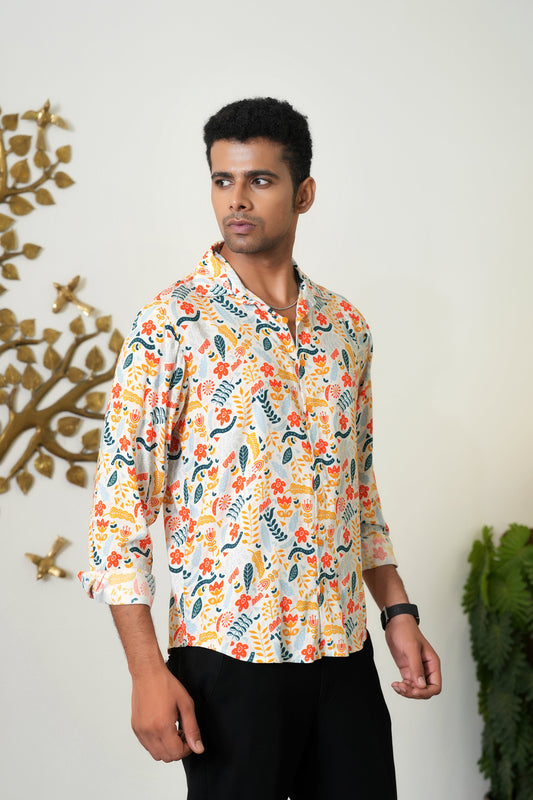 Mens Full Sleeve Resort Shirt – Vacation Dinner Honeymoon Trip and Beach Party Wear