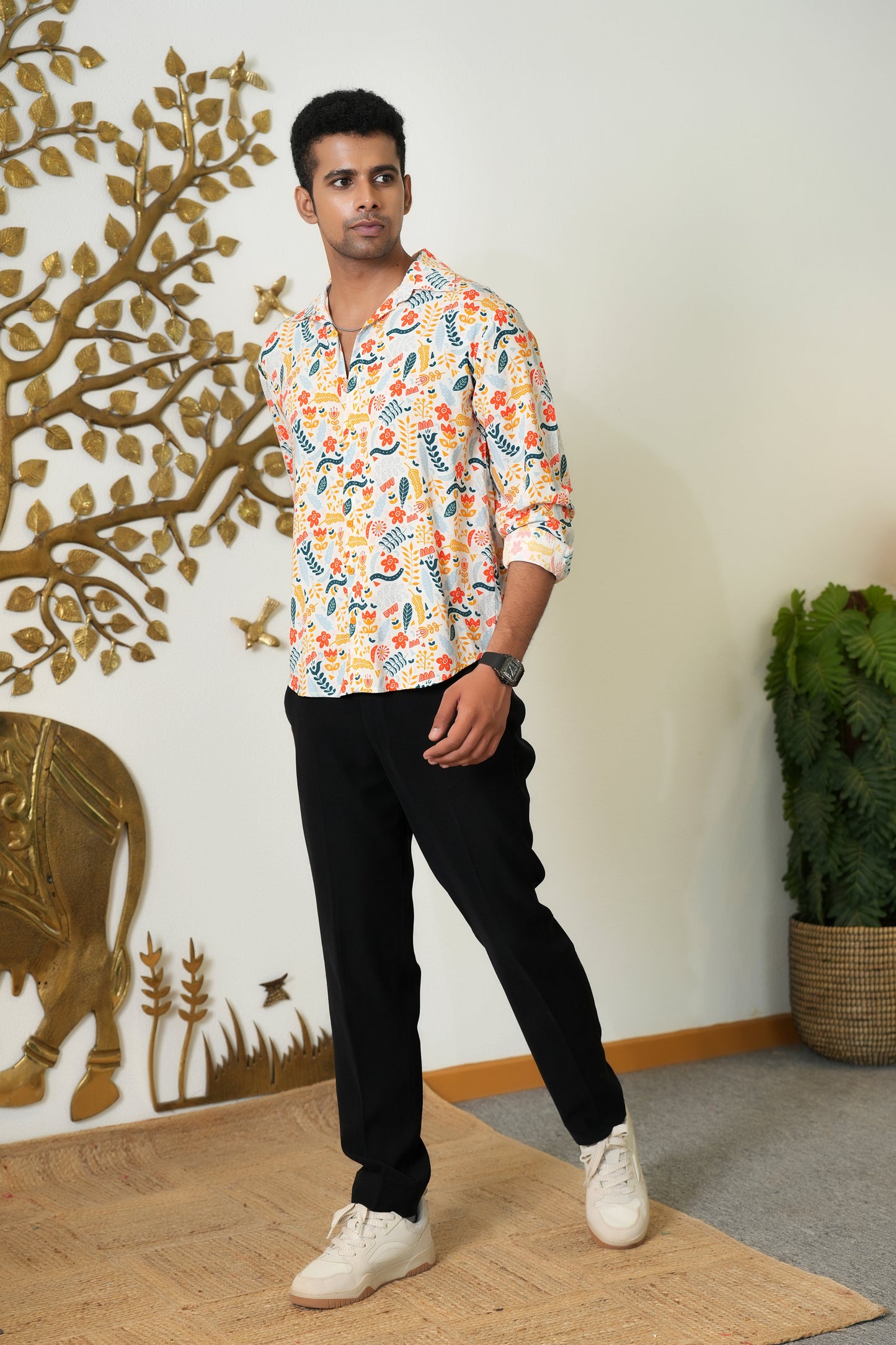 Mens Full Sleeve Resort Shirt – Vacation Dinner Honeymoon Trip and Beach Party Wear