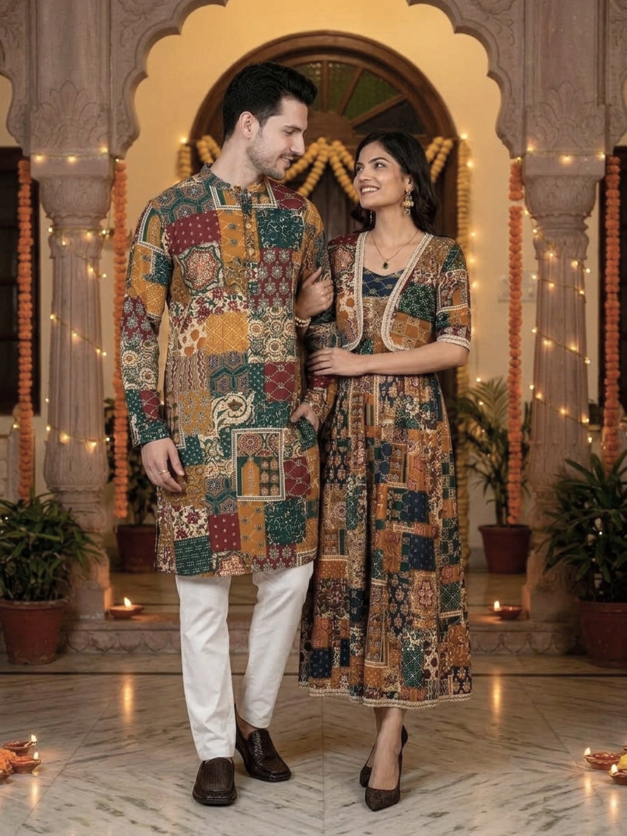 Couple Matching Ethnic Outfits – Cotton Festive Wear