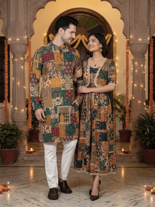 Couple Matching Ethnic Outfits – Cotton Festive Wear