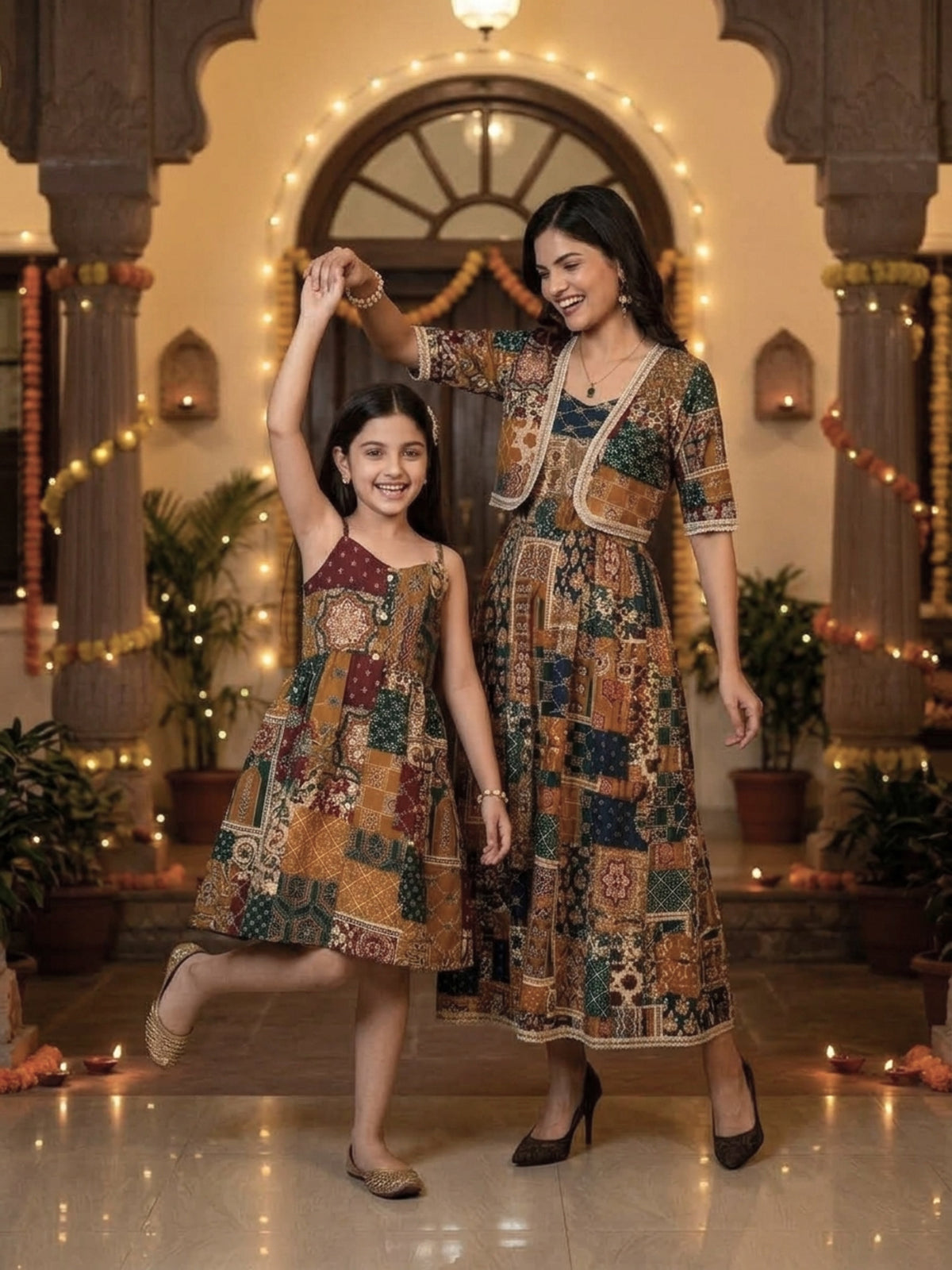 Mother & Daughter Matching Ethnic Set – Cotton Wear